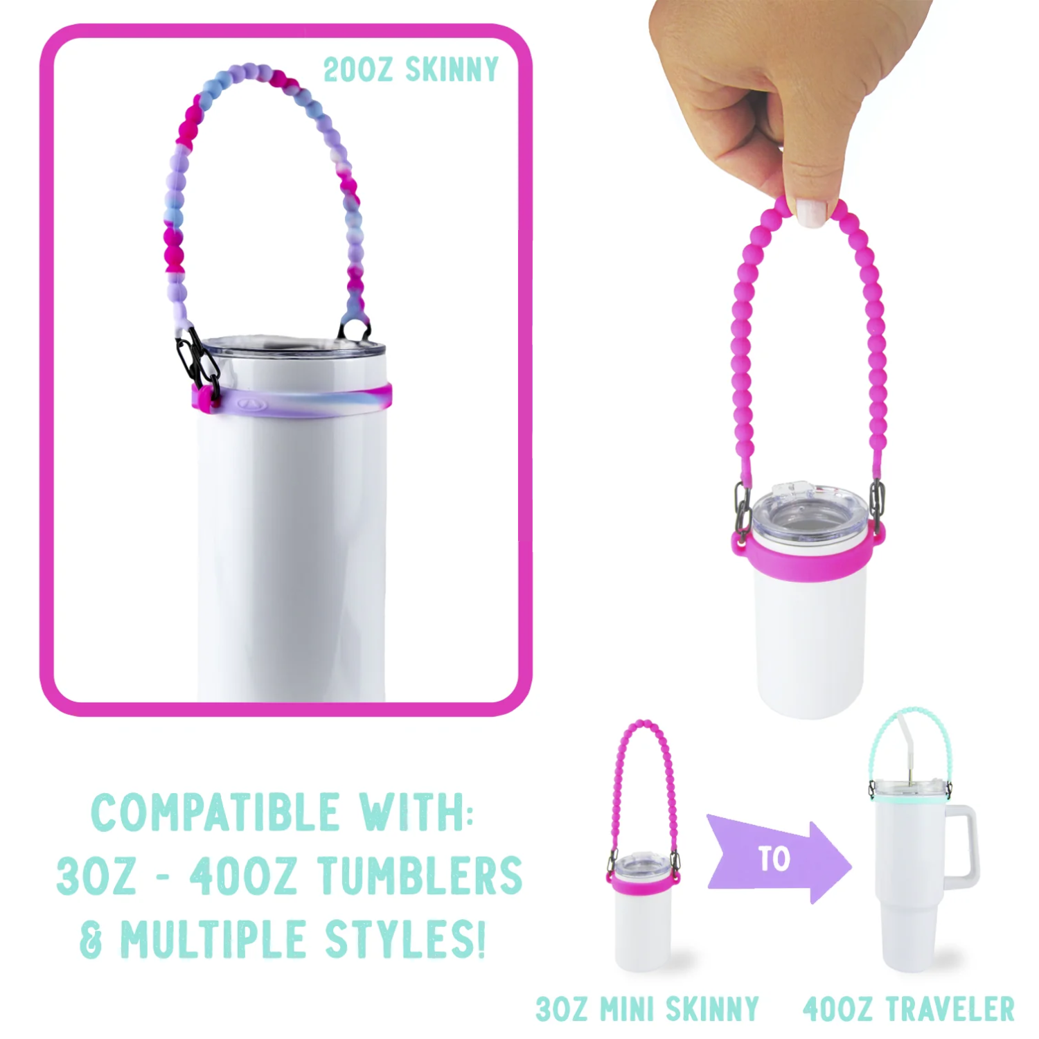 Cuerda Portátil de Silicona | Compatible para Tumblers de 3oz a 40oz