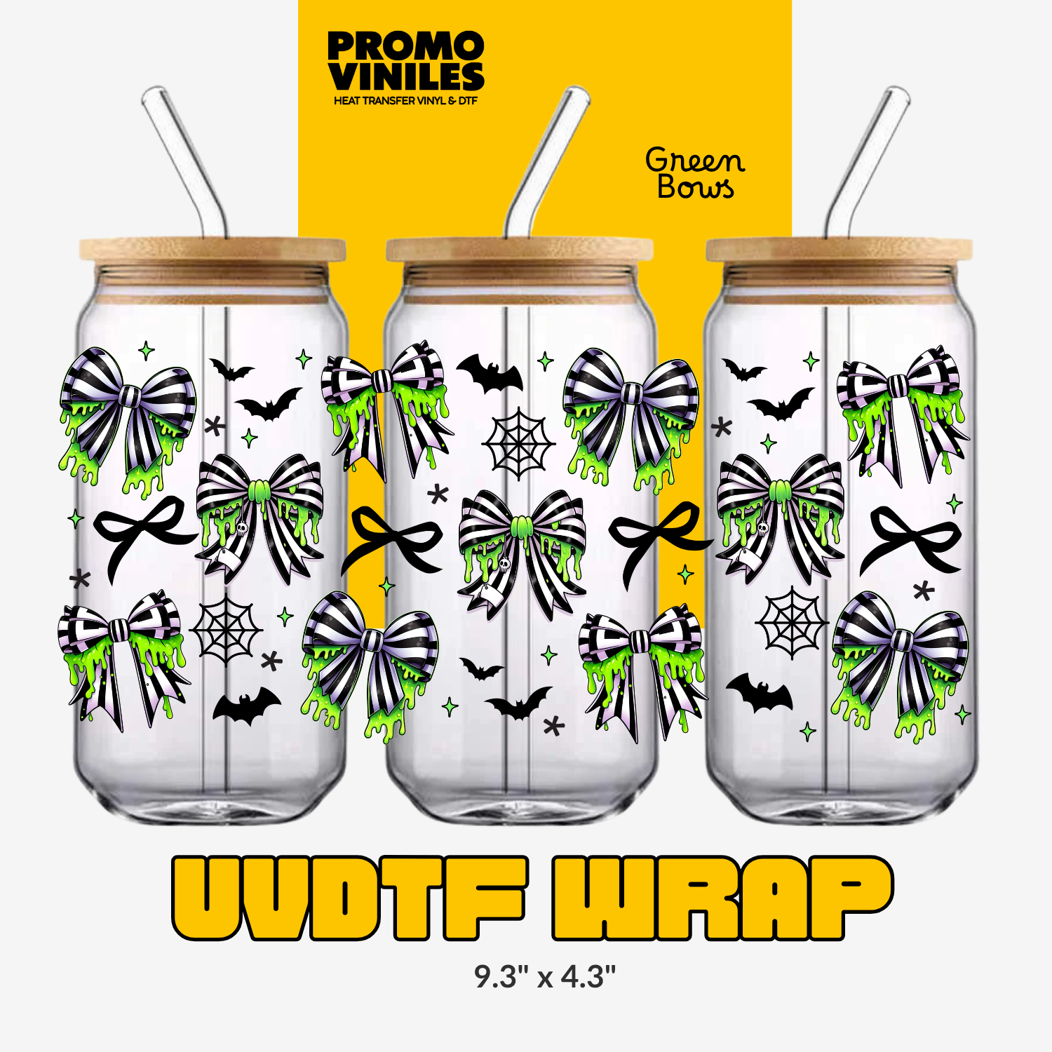 UV DTF Wrap | Green Bows