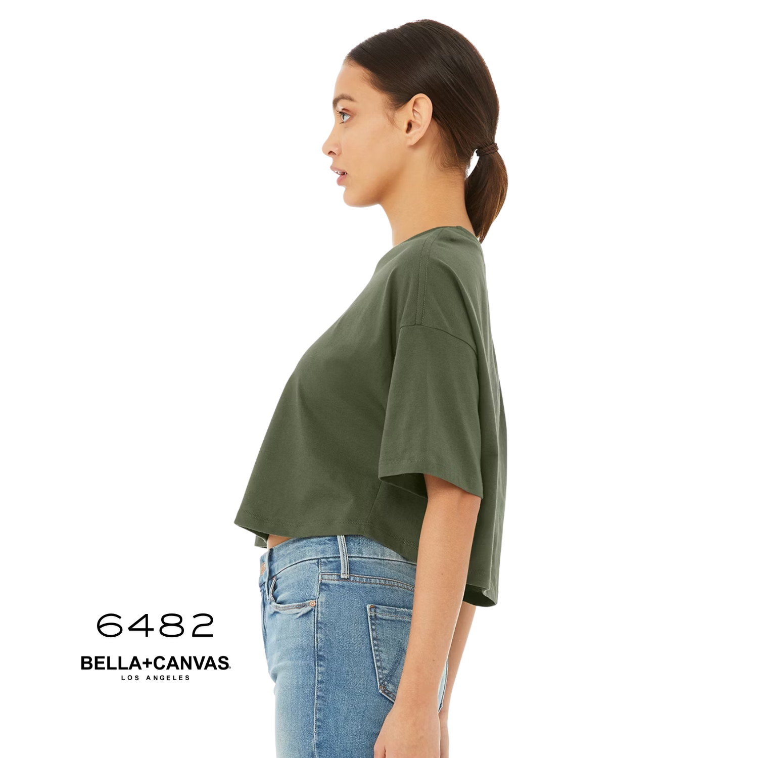 Bella Canvas 6482 | Jersey Crop Tee | Military Green