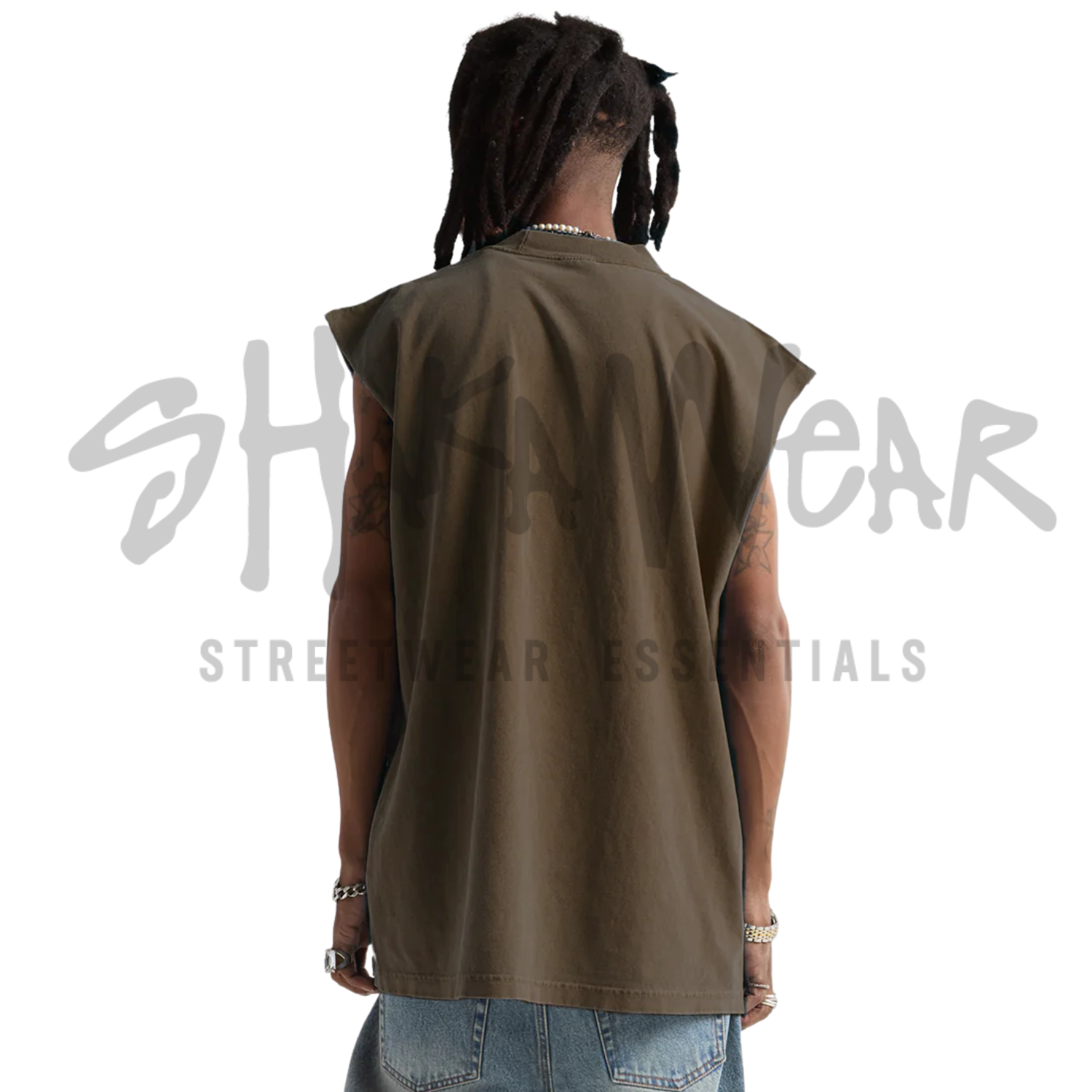 Shaka Wear Garment Dye Muscle Tee | Mocha | 7.5 oz