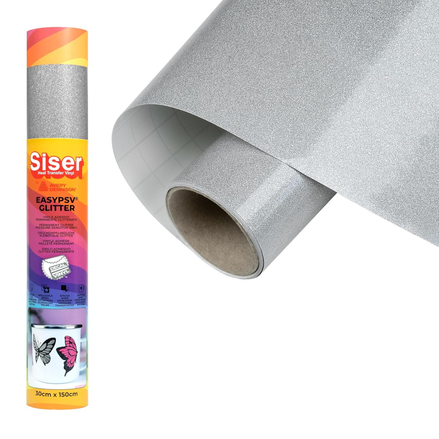 Vinil Adhesivo | EasyPSV® Glitter | Silver | Ancho 12"