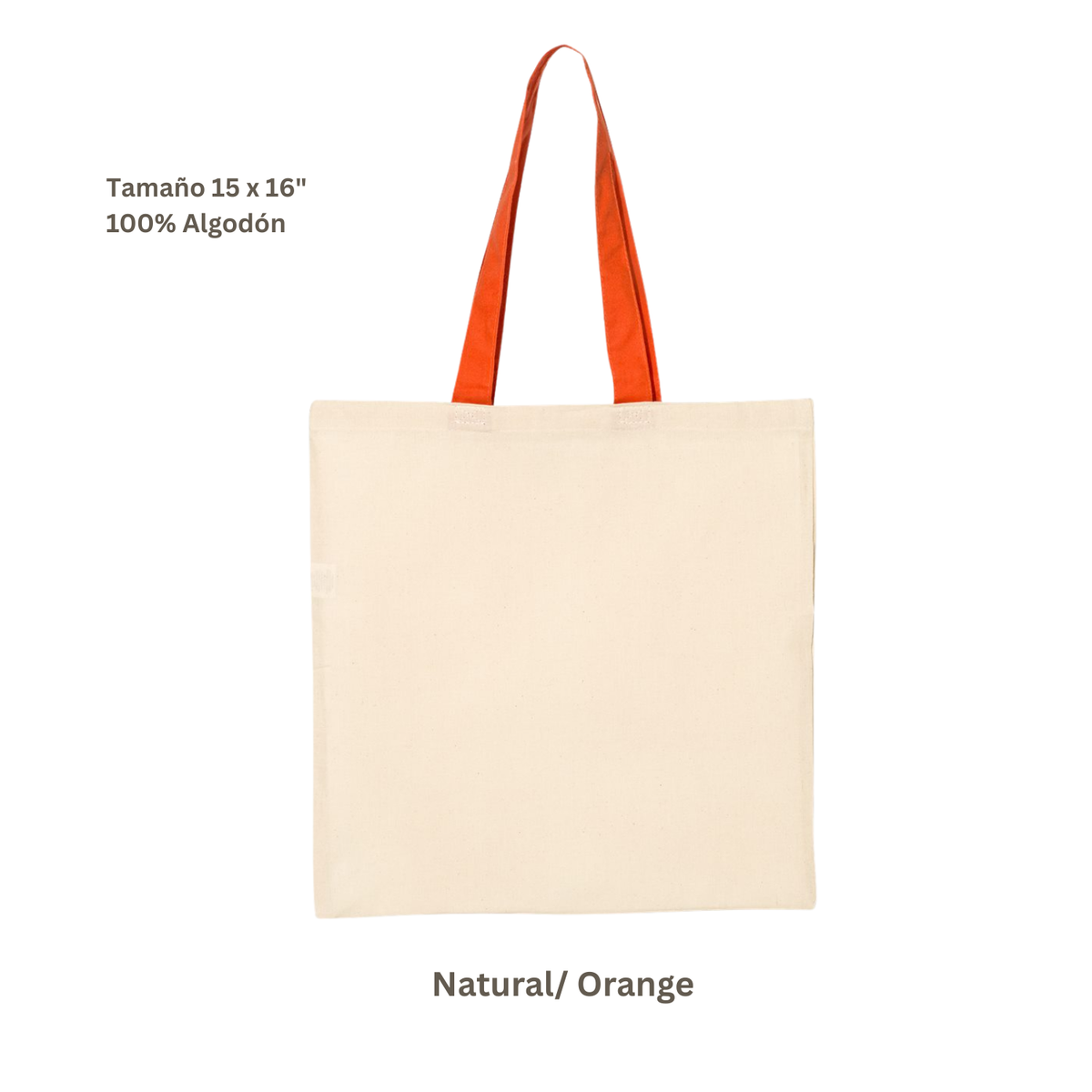 Bolsa Tote de Algodón Natural | Asa Color Naranja