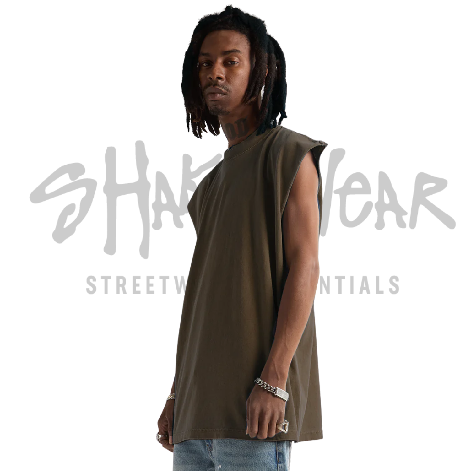 Shaka Wear Garment Dye Muscle Tee | Mocha | 7.5 oz