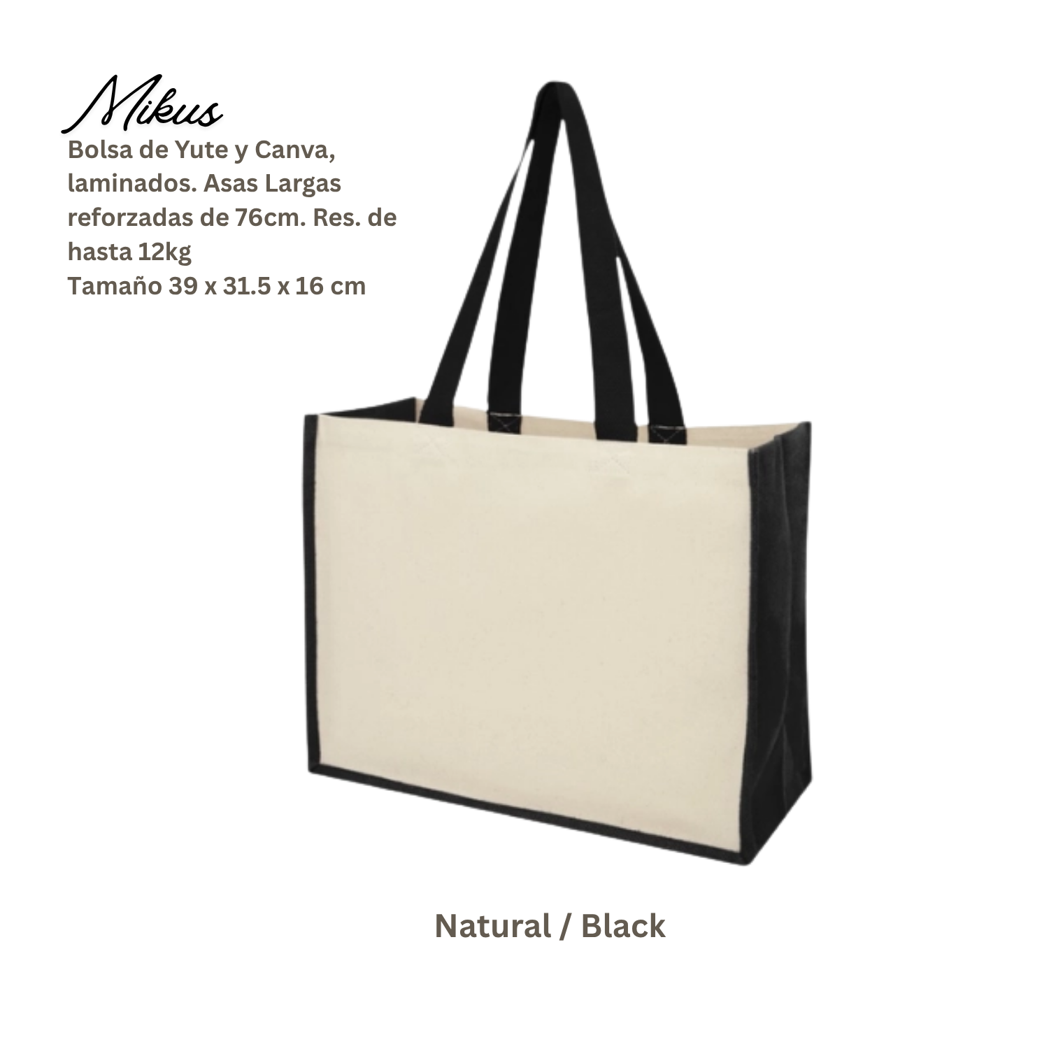 Bolsa Yute y Canva Mikus | Natural + Negro