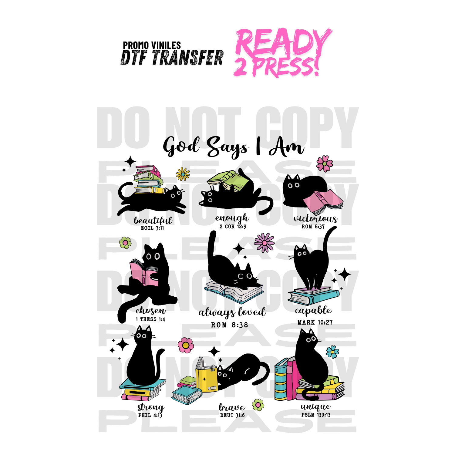 DTF Transfers | God Says I am - Cat Version