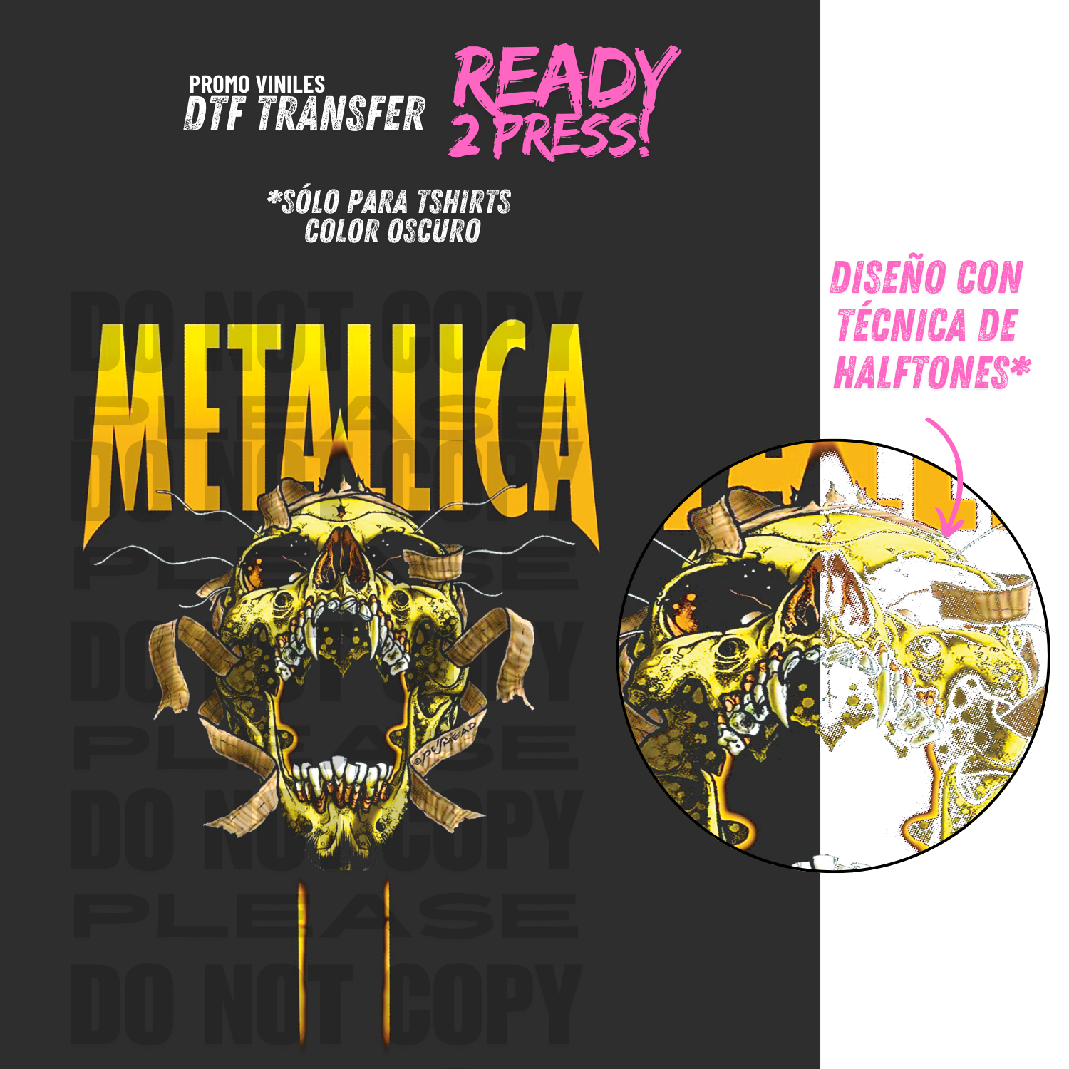 DTF Transfers | Metal 1 | Halftone Version - Sólo para Tshirts oscuros