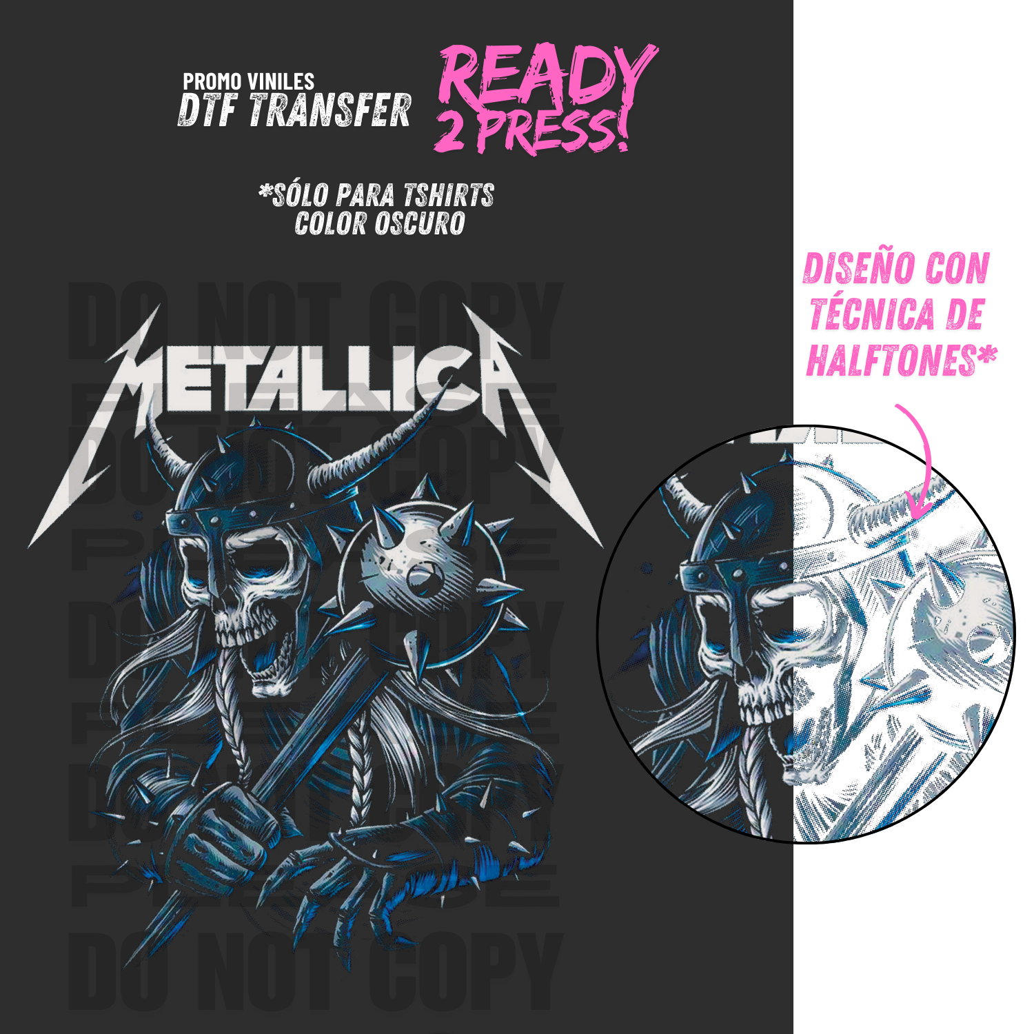 DTF Transfers | Metal 2 | Halftone Version - Sólo para Tshirts oscuros
