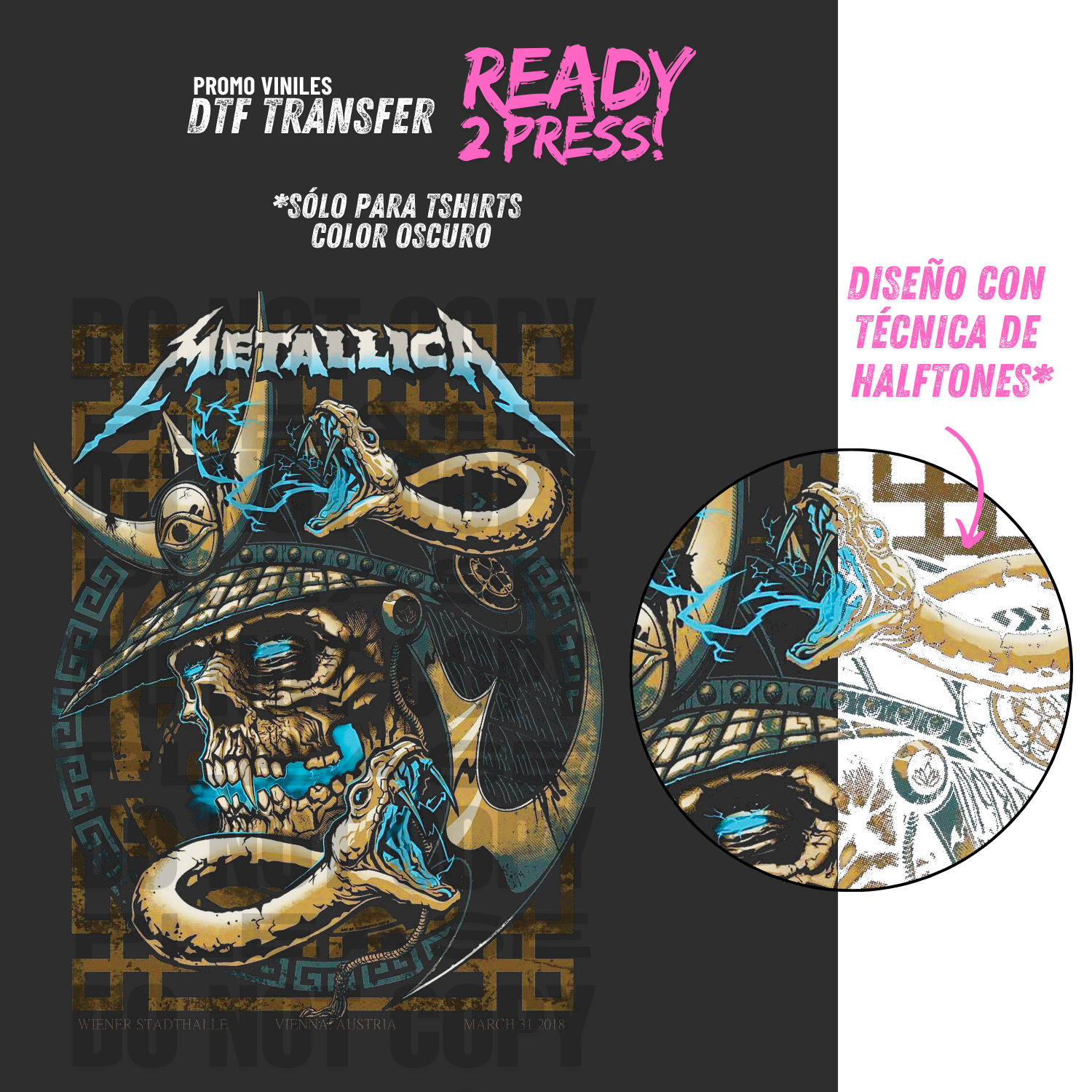 DTF Transfers | Metal 3 | Halftone Version - Sólo para Tshirts oscuros