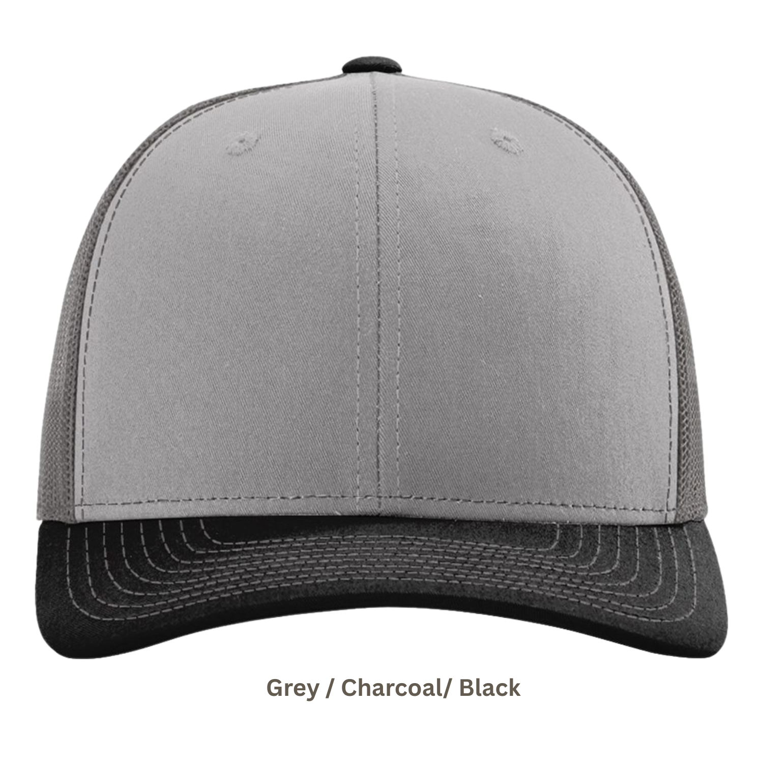 Richardson 112 | Adjustable Snapback Trucker Cap | Grey/ Charcoal/ Black
