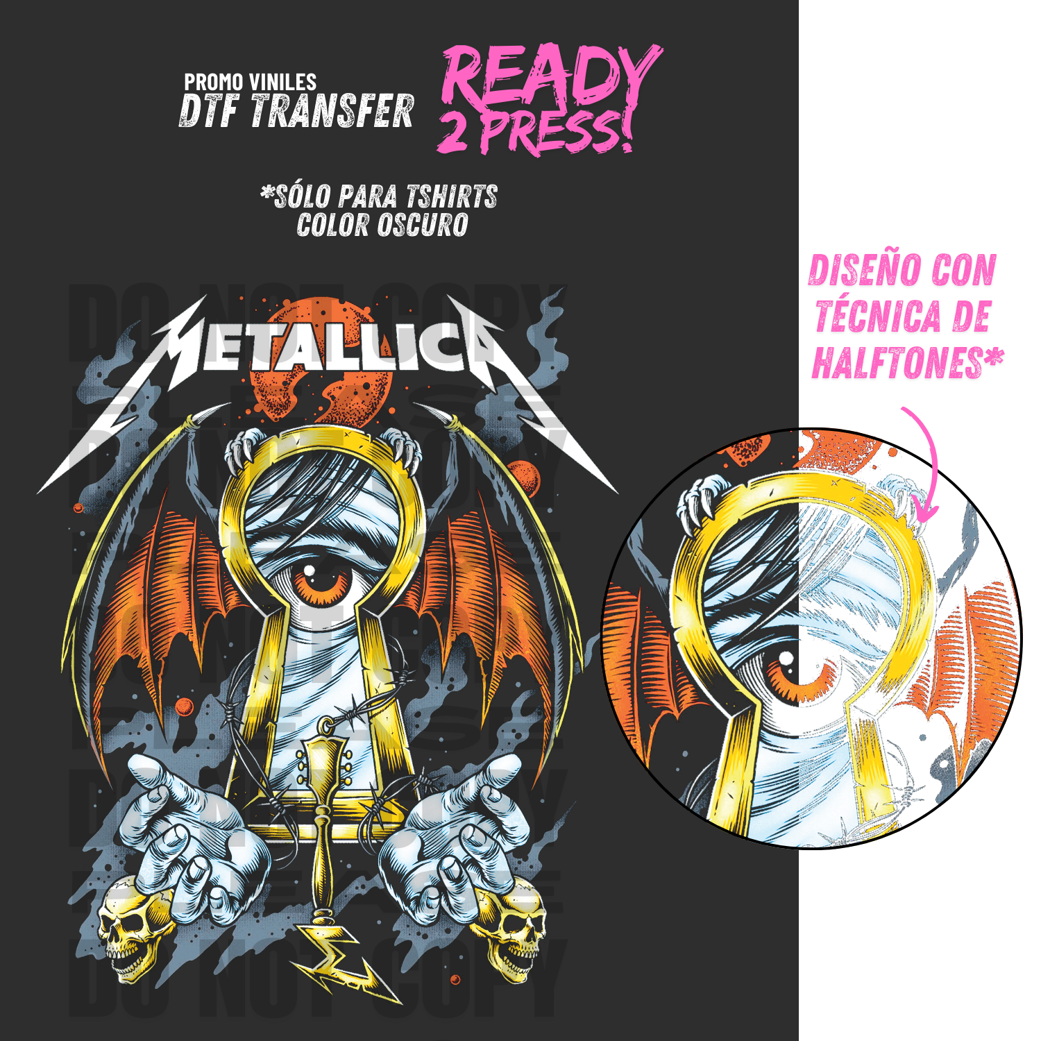 DTF Transfers | Metal 4 | Halftone Version - Sólo para Tshirts oscuros
