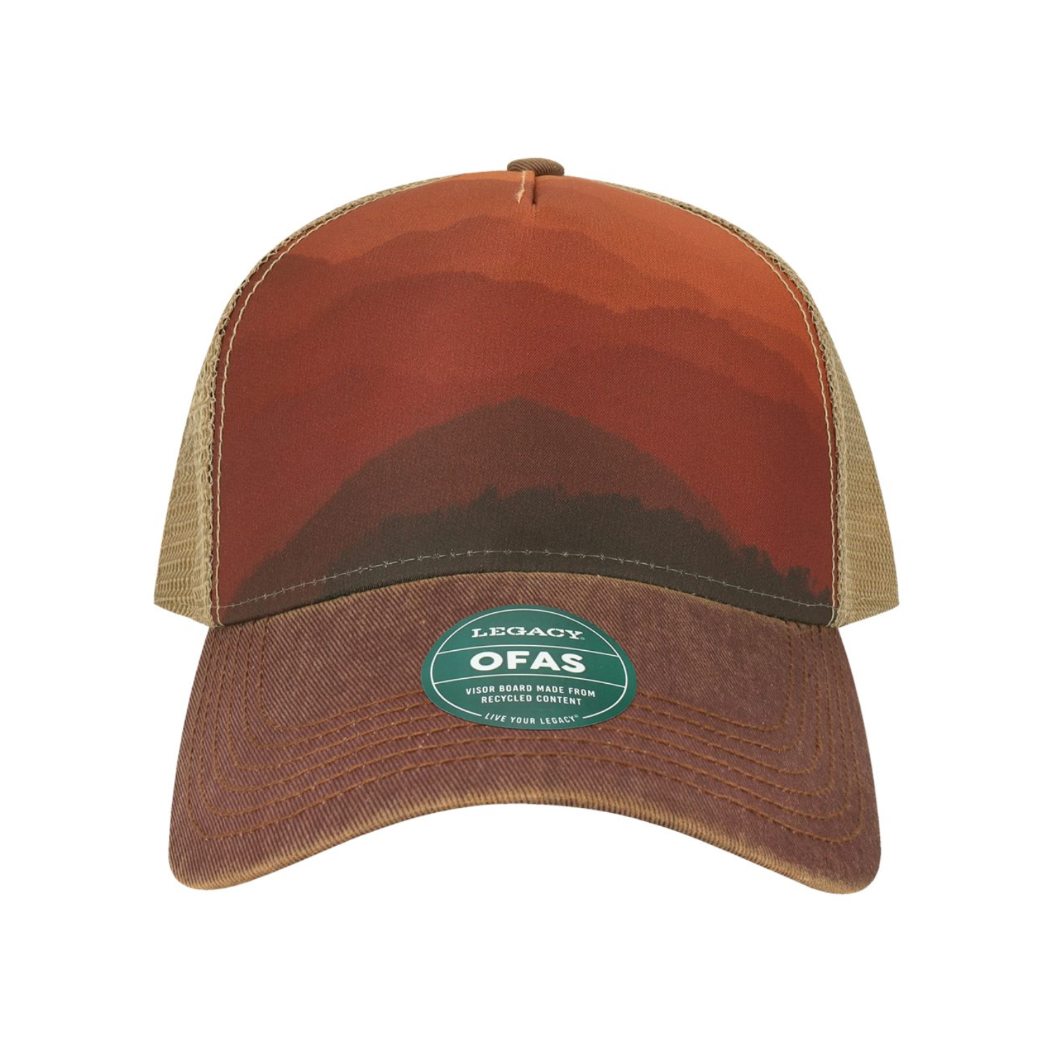 Old Favorite Five-Panel Trucker Cap - OFAFP | Mt Sunset/ Maroon/ Khaki