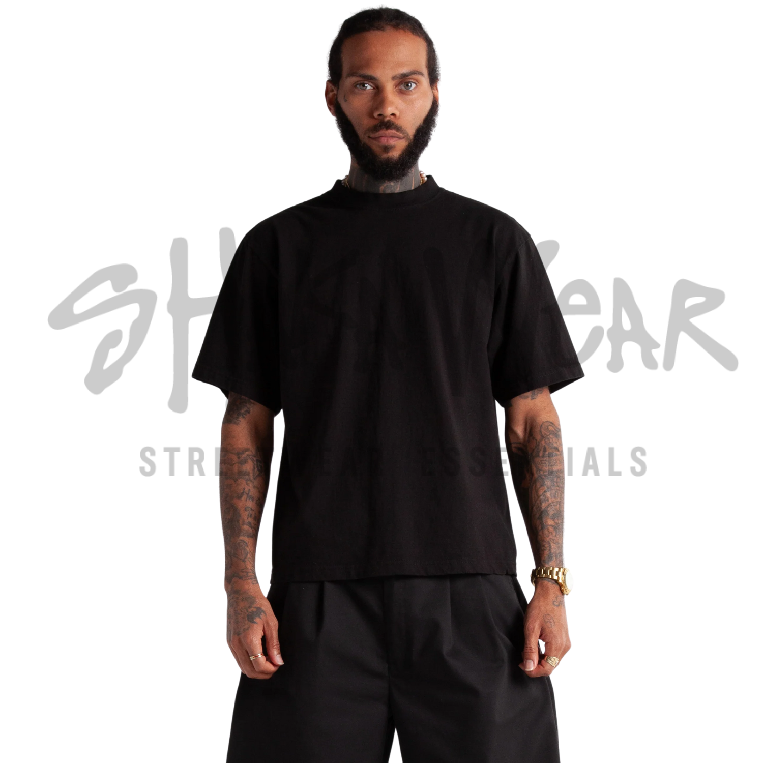 Shaka Wear Max Heavyweight Cropped Tee | Black | 7.5 oz