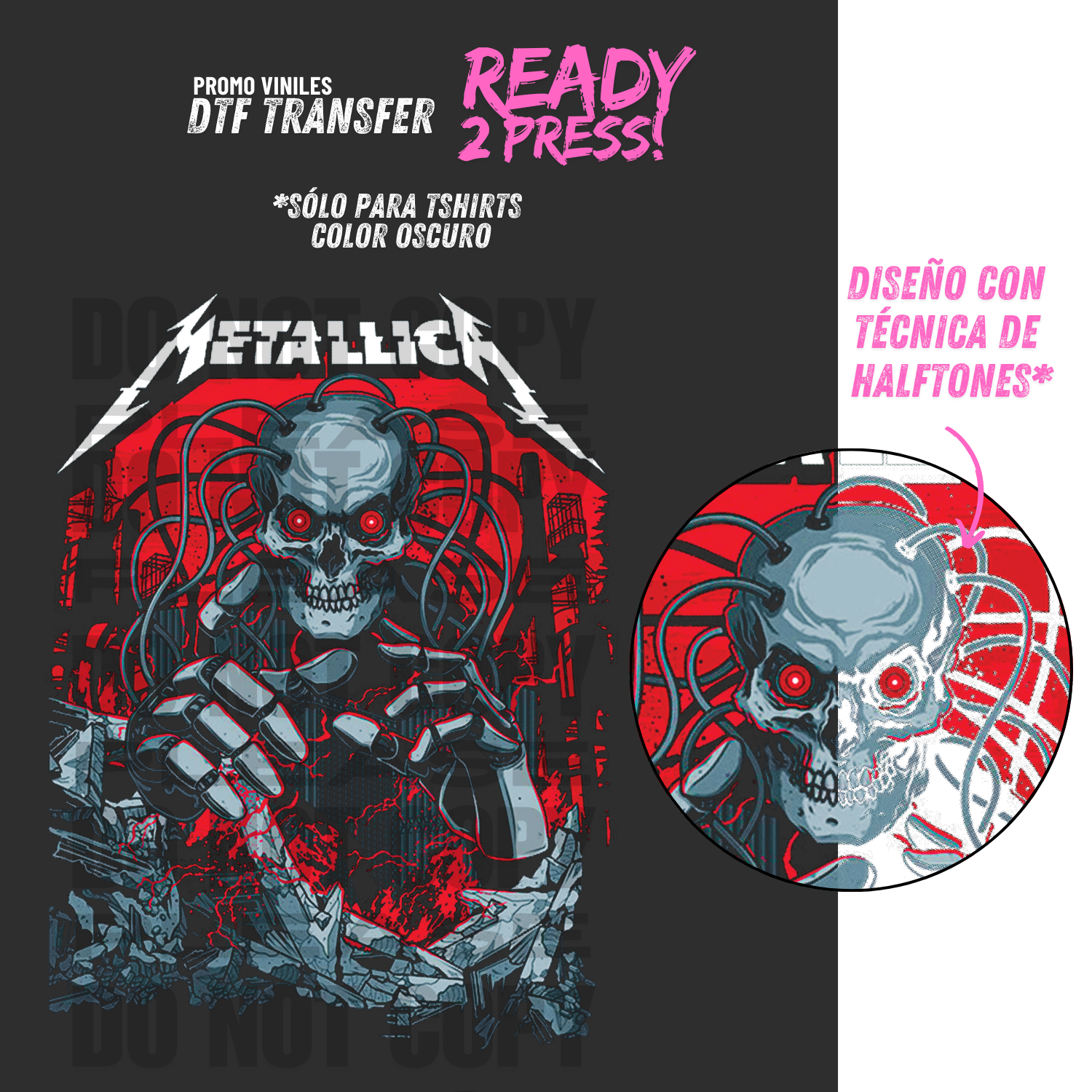 DTF Transfers | Metal 5 | Halftone Version - Sólo para Tshirts oscuros