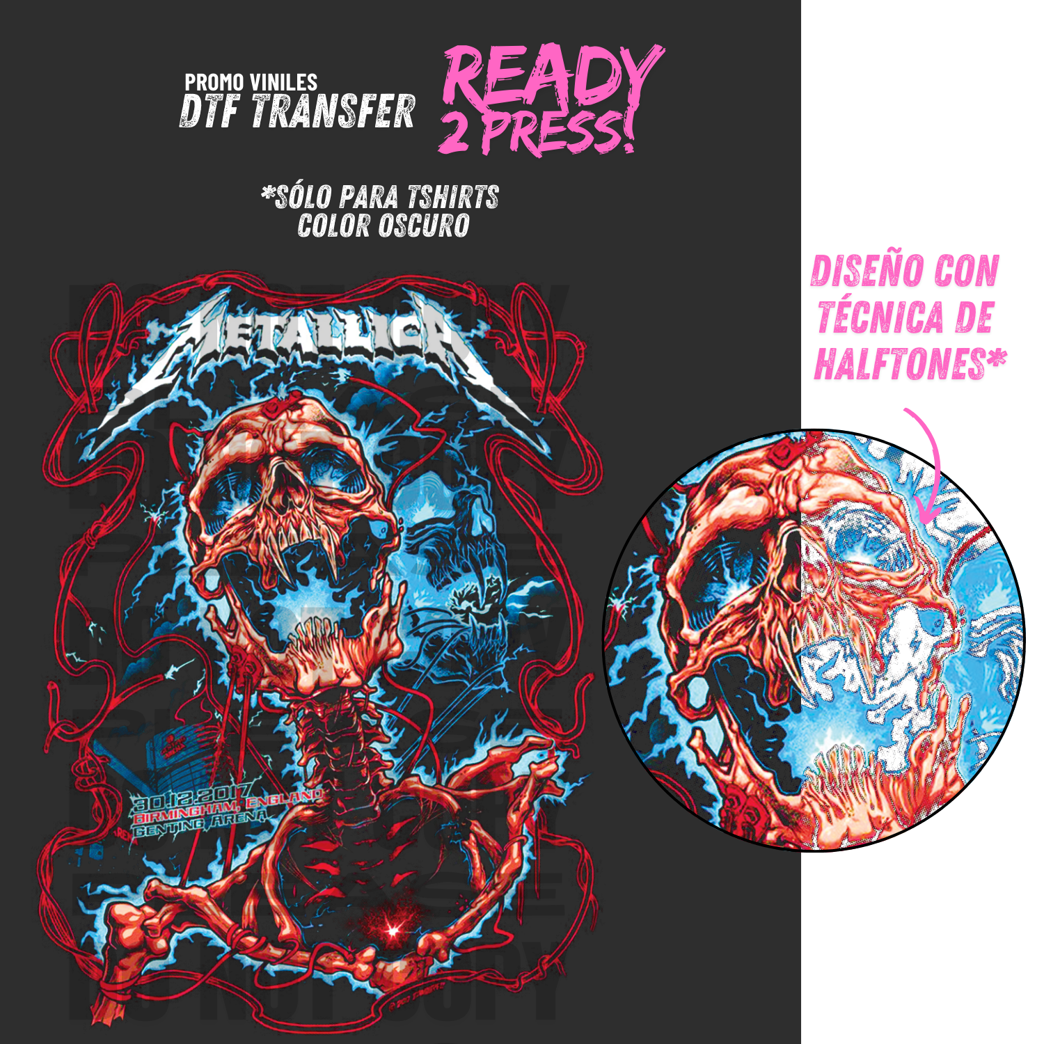 DTF Transfers | Metal 6 | Halftone Version - Sólo para Tshirts oscuros