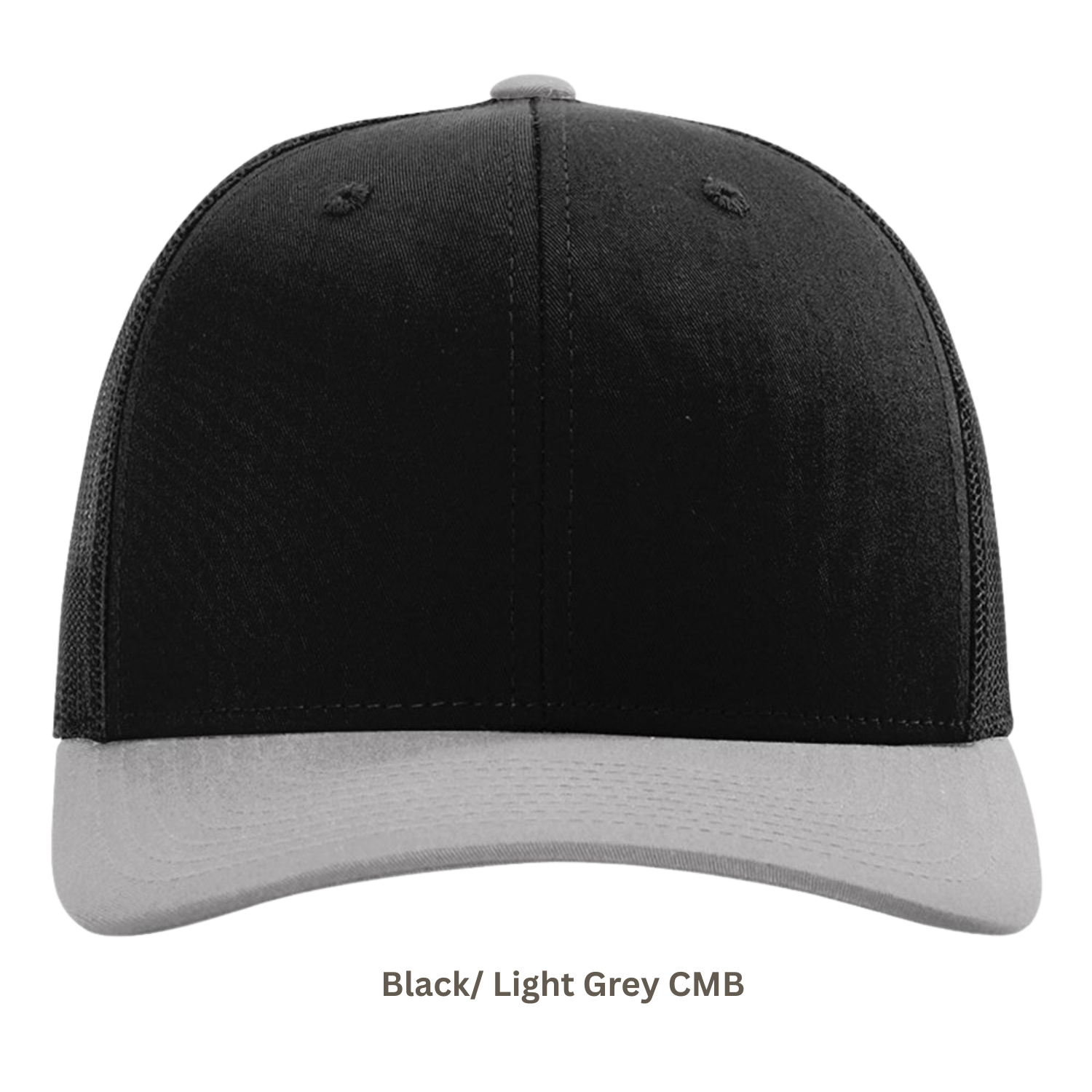 Richardson 112 | Adjustable Snapback Trucker Cap | Black/ Light Grey CMB