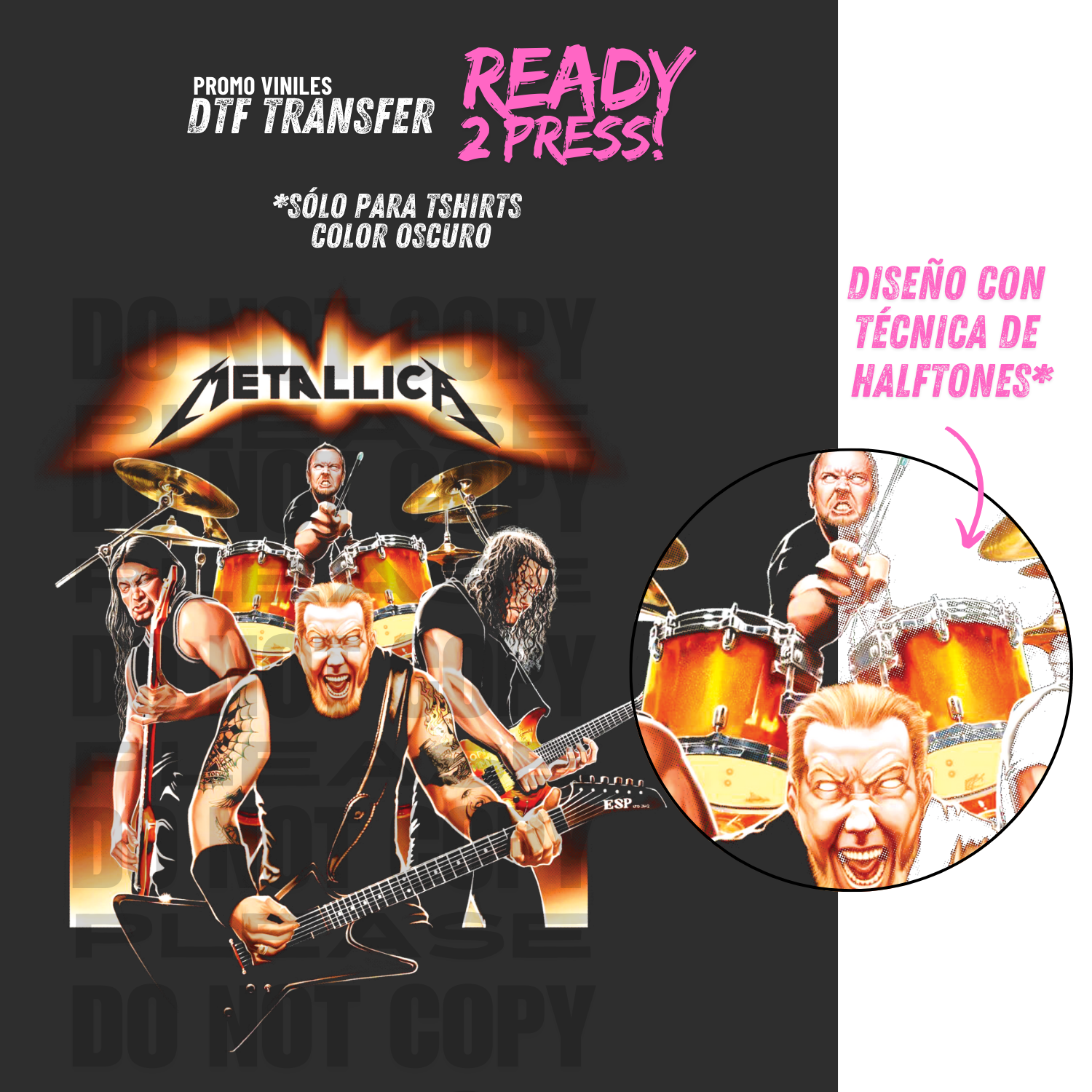 DTF Transfers | Metal 7 | Halftone Version - Sólo para Tshirts oscuros