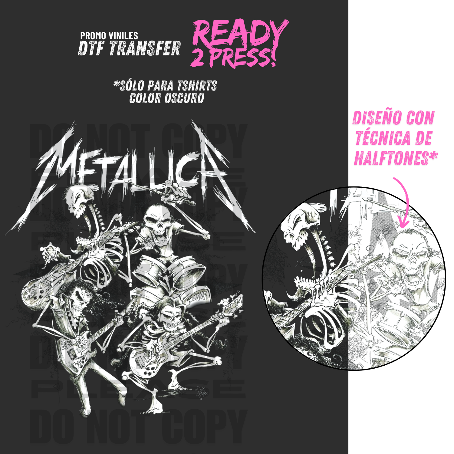DTF Transfers | Metal 9 | Halftone Version - Sólo para Tshirts oscuros
