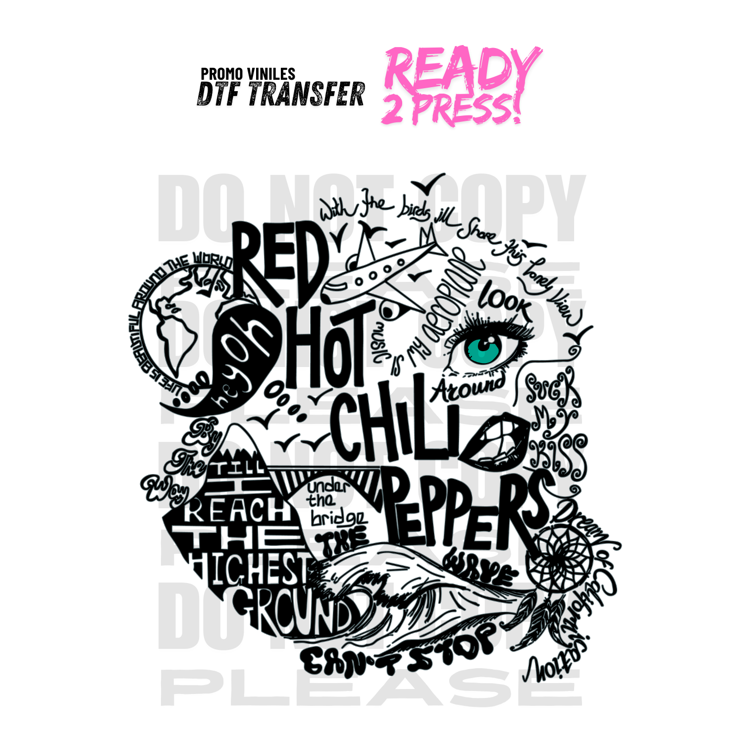 DTF Transfers | RHCP Songs Black