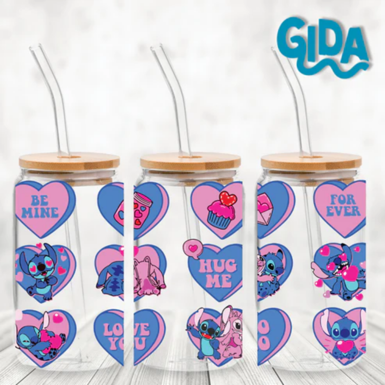 Gida Design - UV DTF Wrap | 15 hearts Stitchy | 9.5 x 4.33" - Promo Viniles Panamá