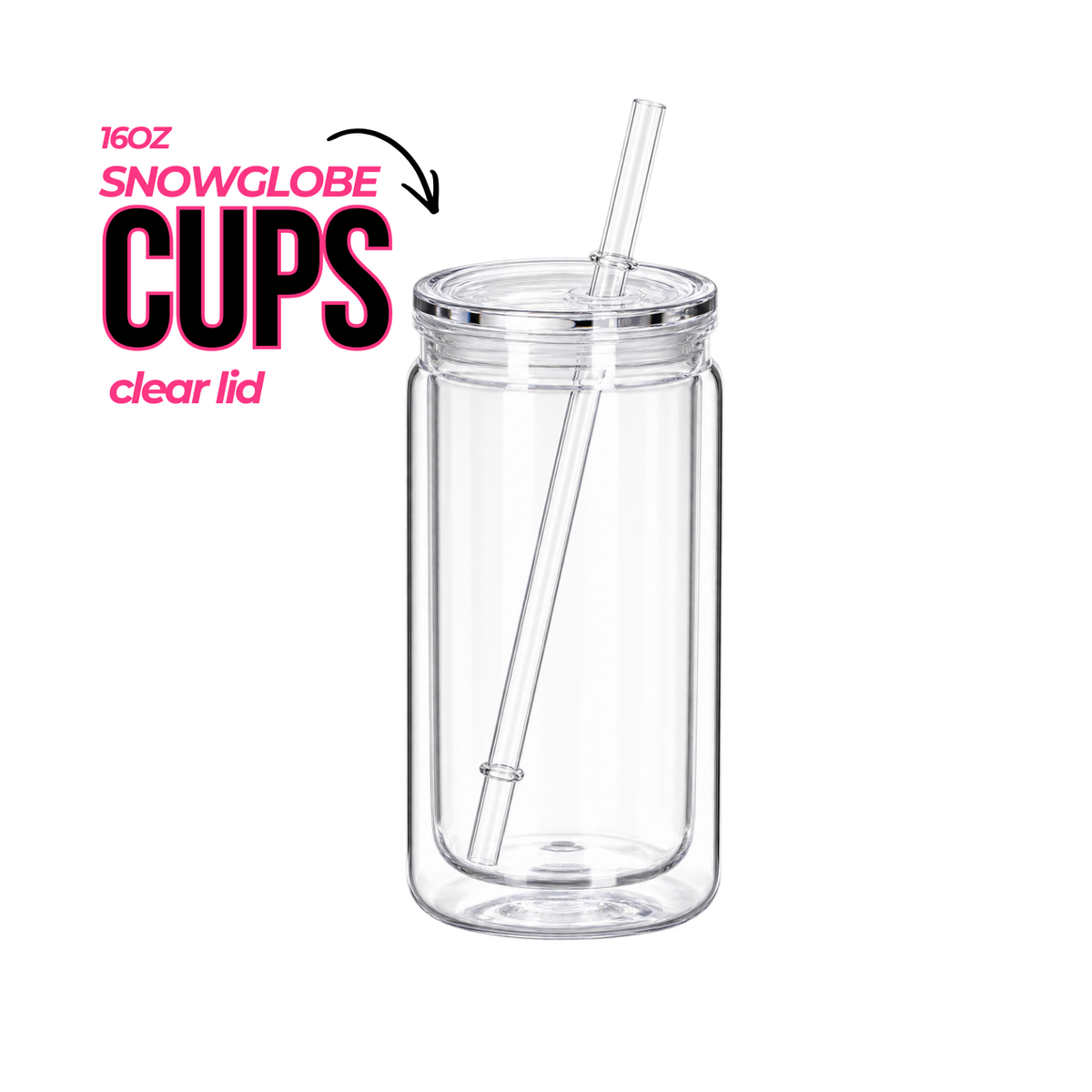 Can Glass Doble Pared para Snowglobes | 16 oz |Tapa Clear