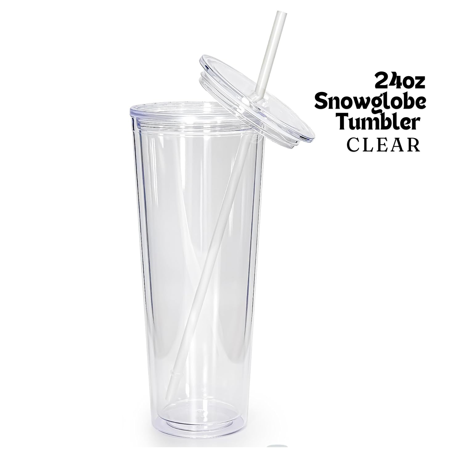 Vaso Acrílico Transparente | Doble Pared | 24 oz | Tapa Clear