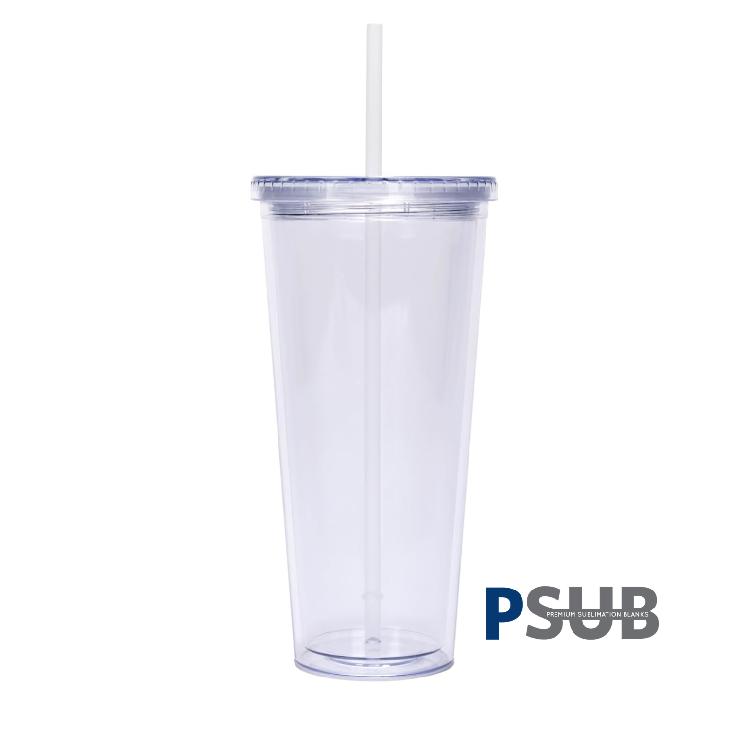 Vaso Doble Pared con carrizo y tapa | 24 oz | Clear