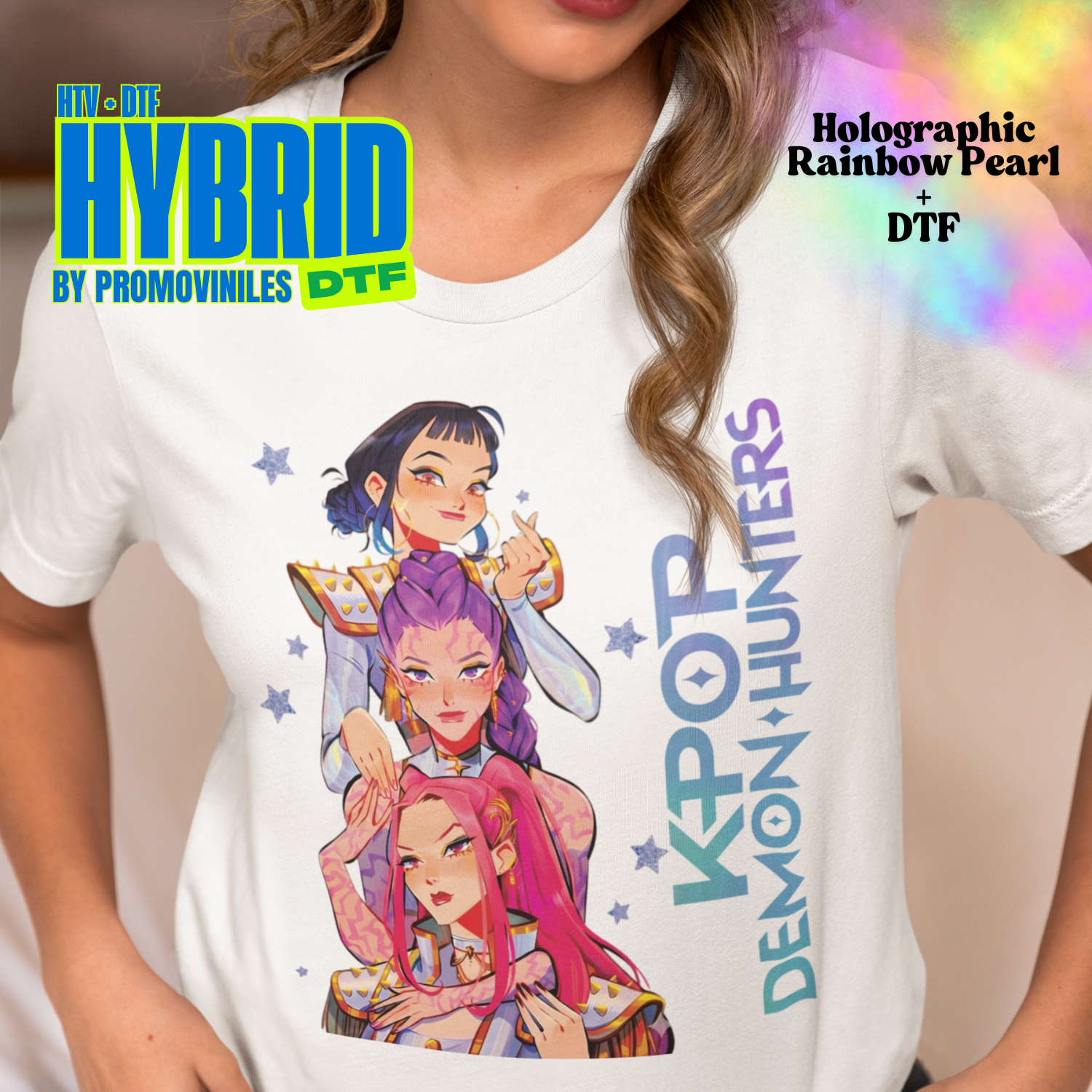 Hybrid DTF | Huntrix | Rainbow Holographic Pearl