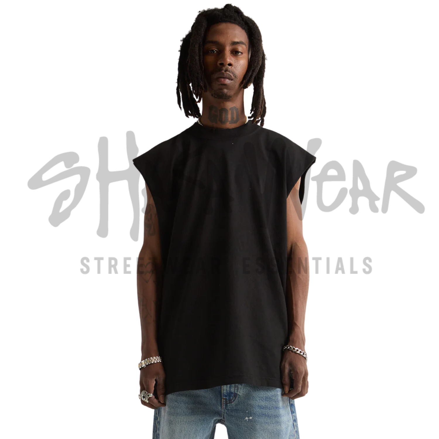 Shaka Wear Garment Dye Muscle Tee | Black | 7.5 oz