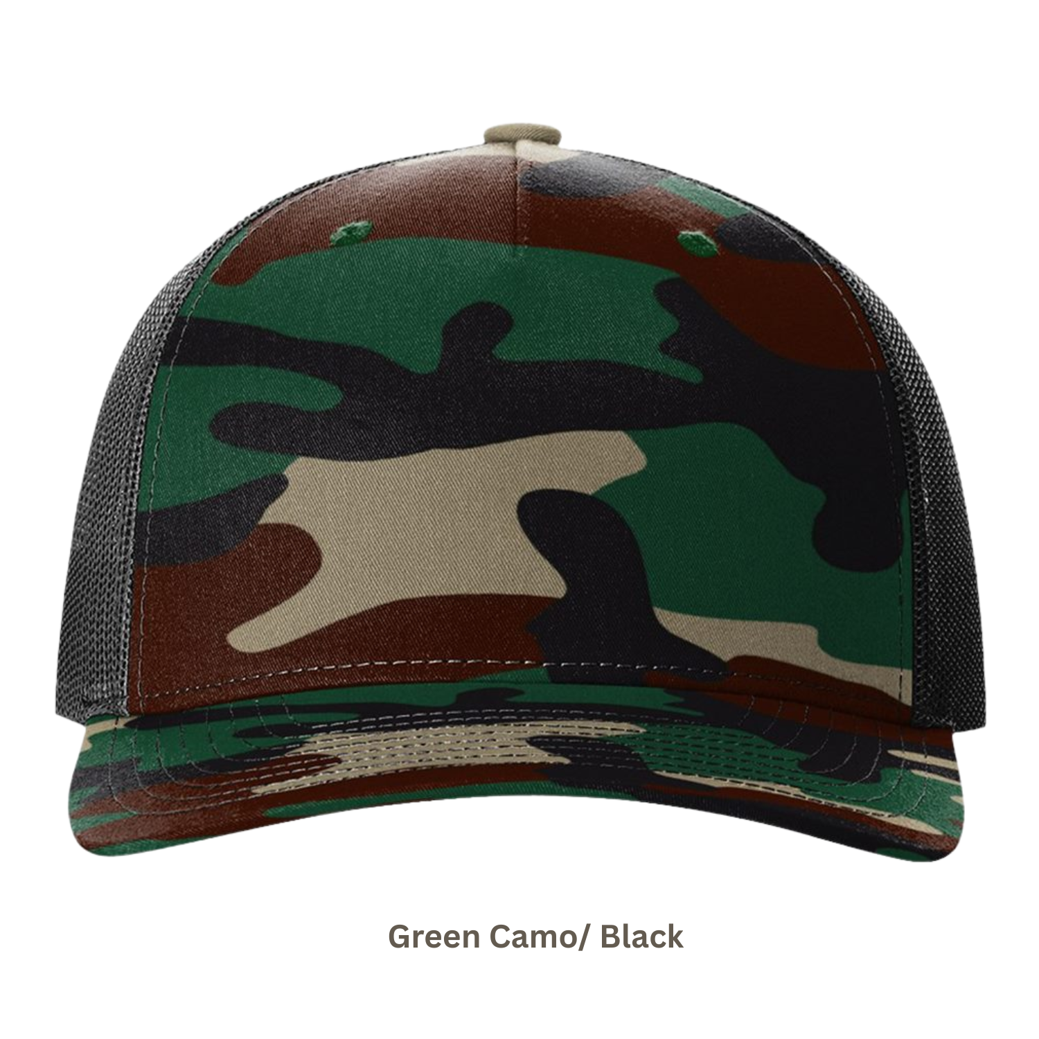 Richardson 112PFP | Printed Five-Panel Trucker Cap | Green Camo/ Black