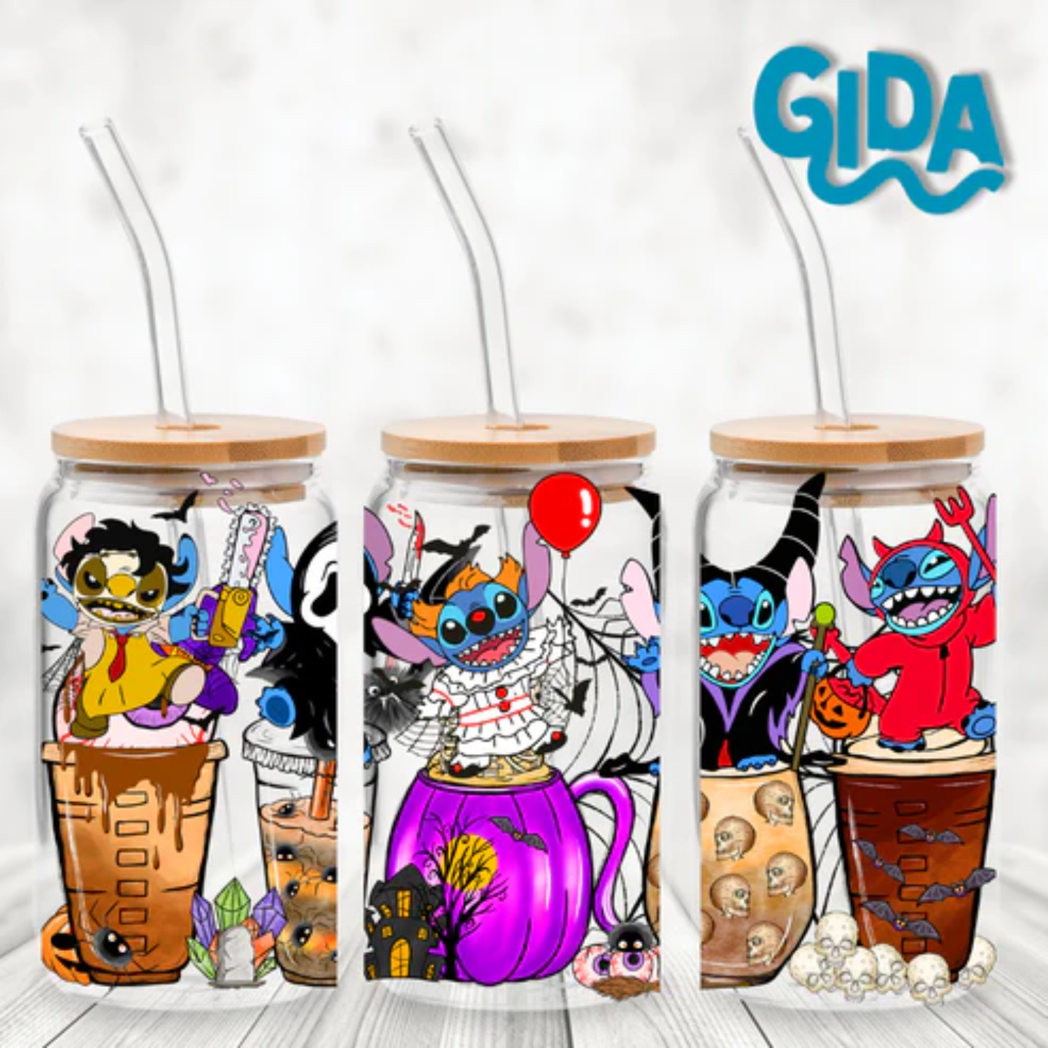 UV DTF Wrap | Stitch Halloween Red Balloon | 9.5 x 4.33"