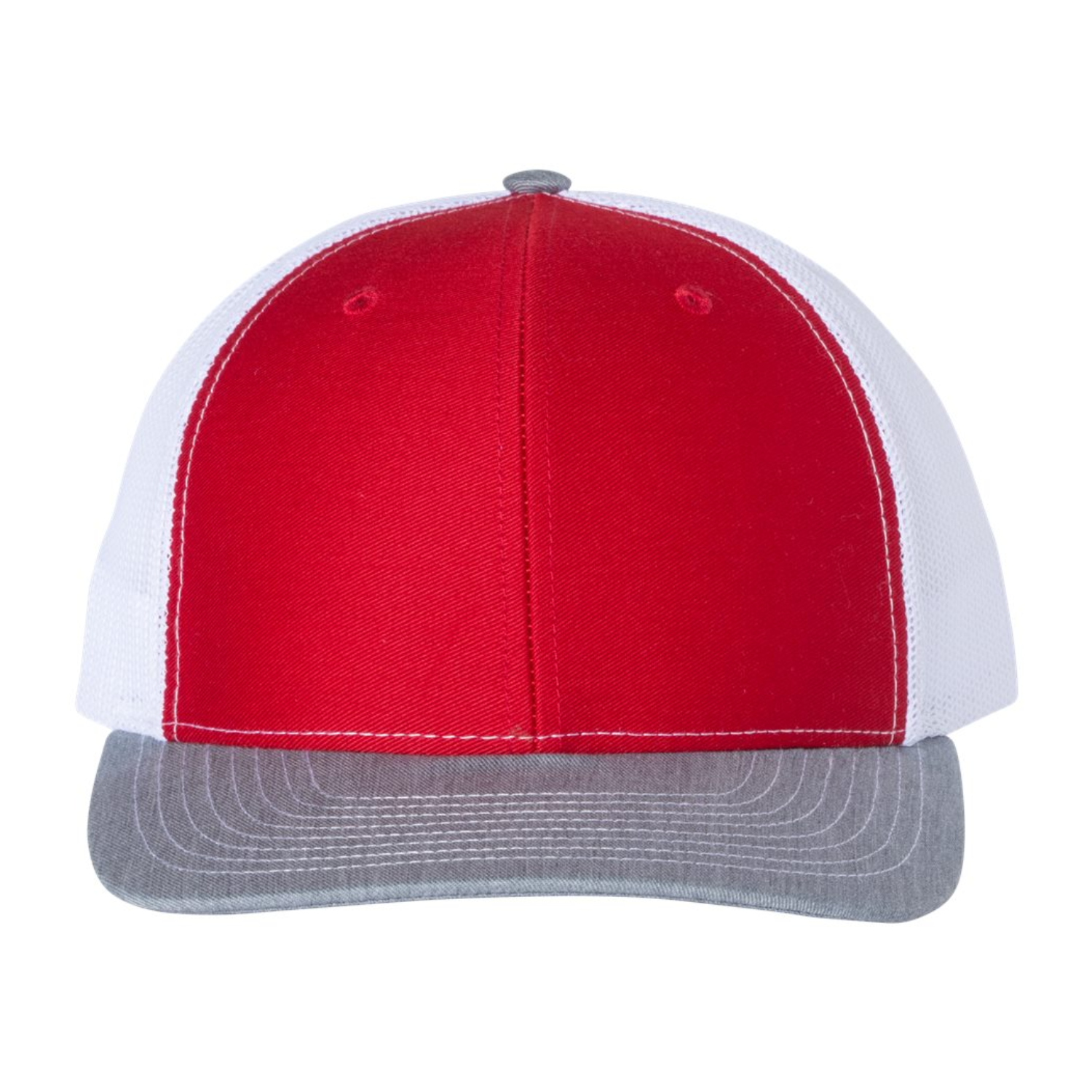Richardson 112 | Adjustable Snapback Trucker Cap | Red/ White/ Heather Grey