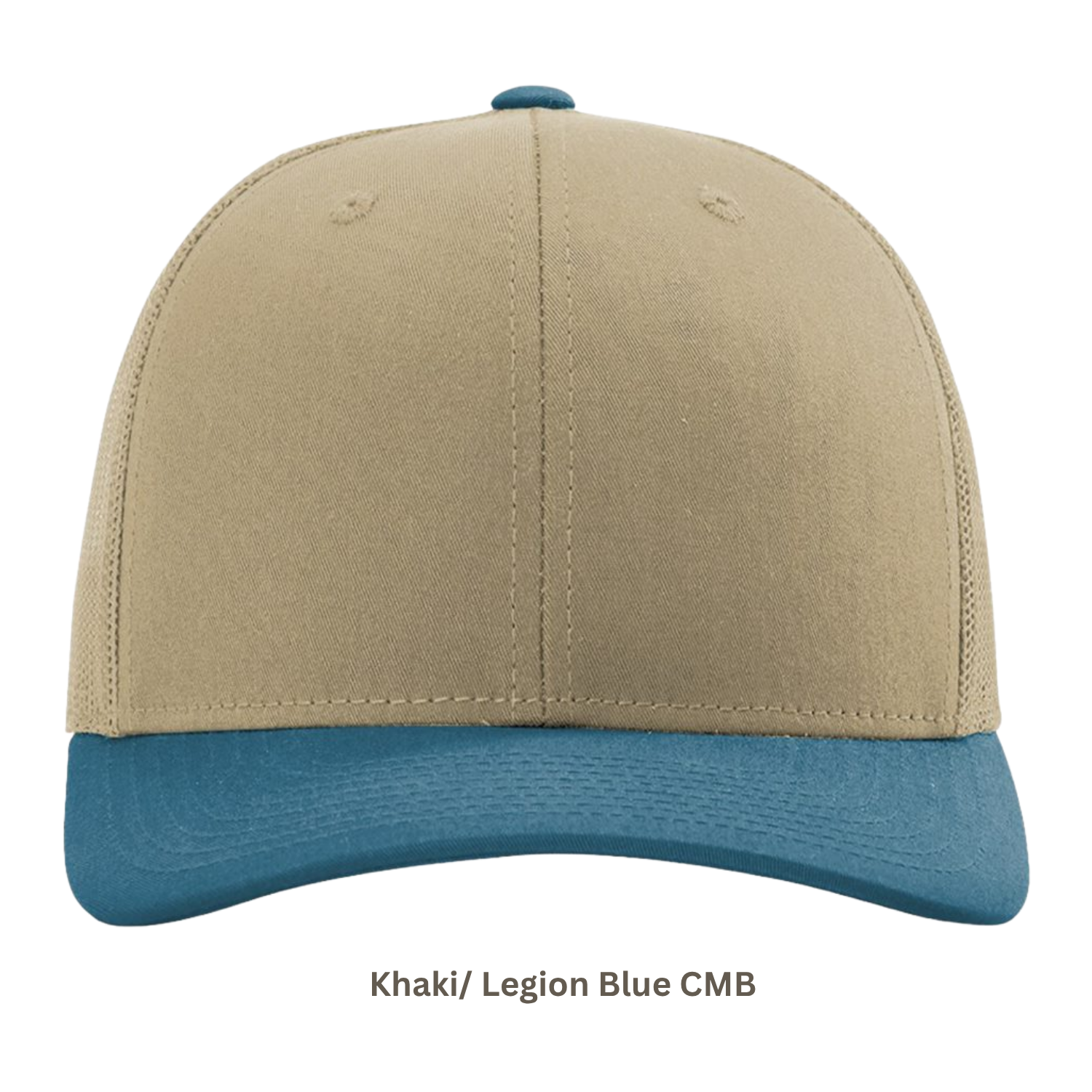 Richardson 112 | Adjustable Snapback Trucker Cap | Khaki / Legion Blue CMB