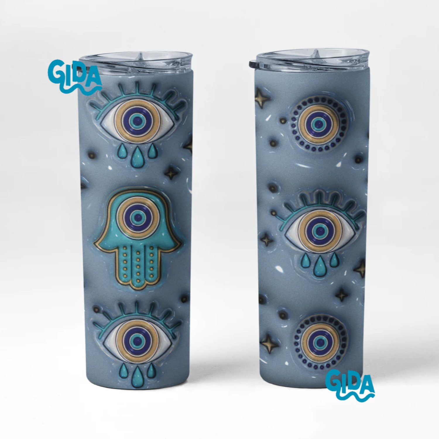 3D Wrap | Blue Turkish Hamsa & Eyes | 20 oz