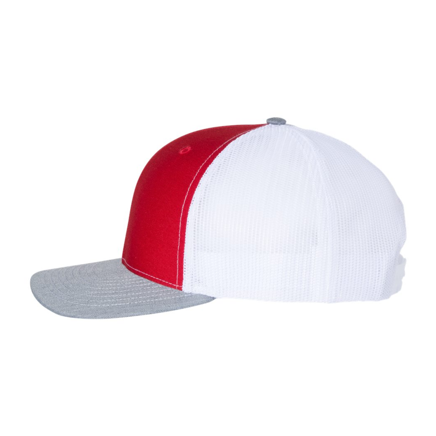 Richardson 112 | Adjustable Snapback Trucker Cap | Red/ White/ Heather Grey