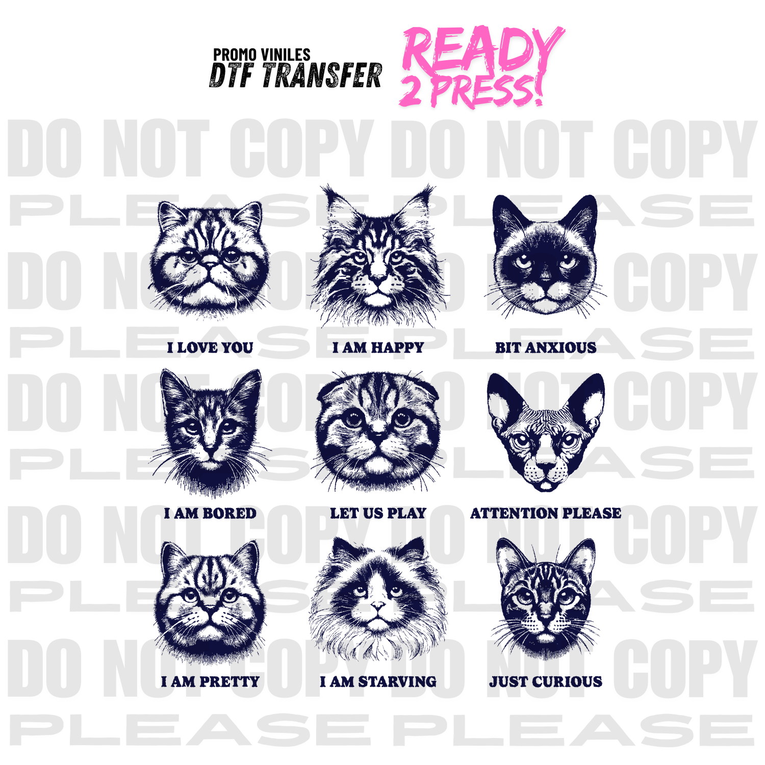 DTF Transfers | Cat Moods