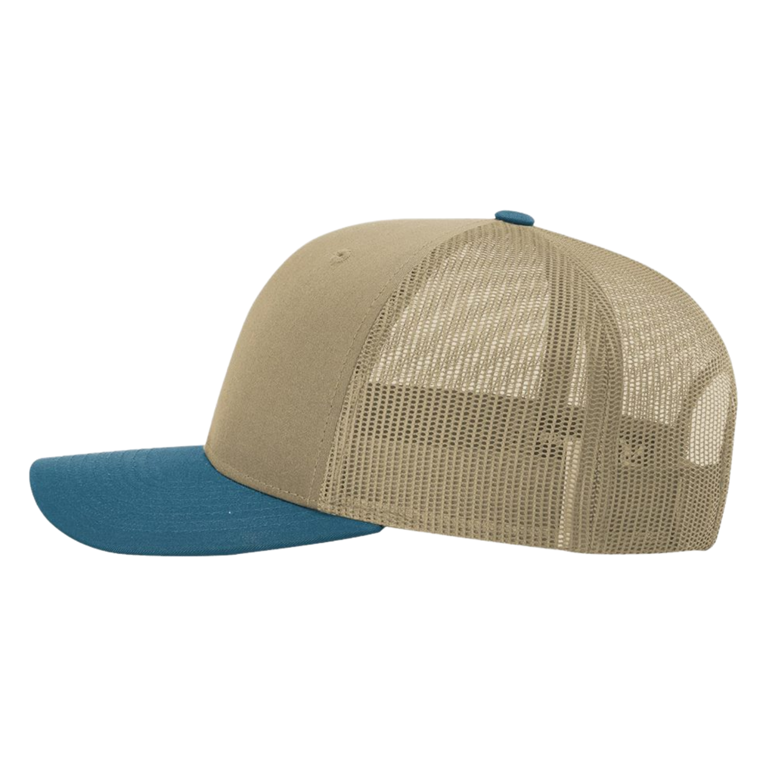 Richardson 112 | Adjustable Snapback Trucker Cap | Khaki/ Legion Blue CMB