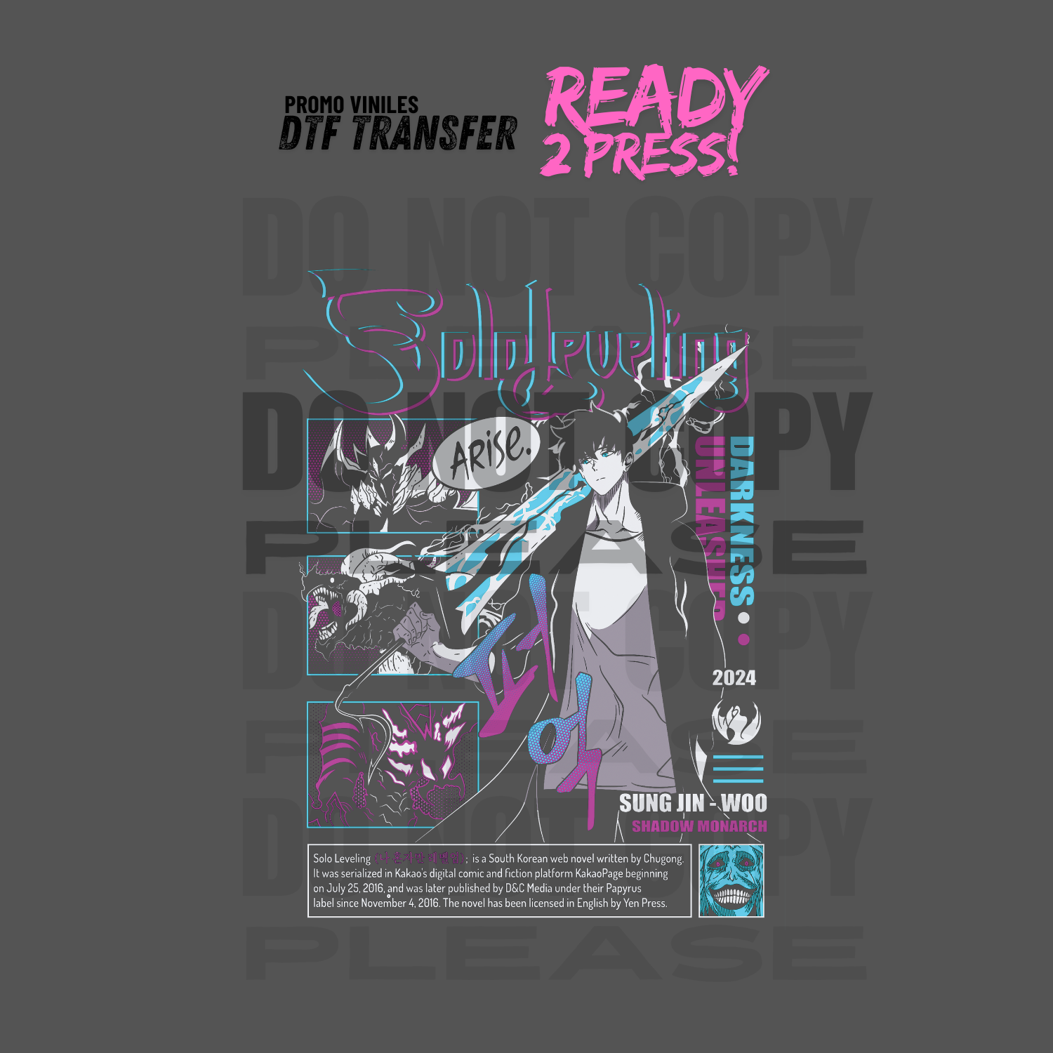 DTF Transfers | Solo Leveling - Para Tshirt Oscuro