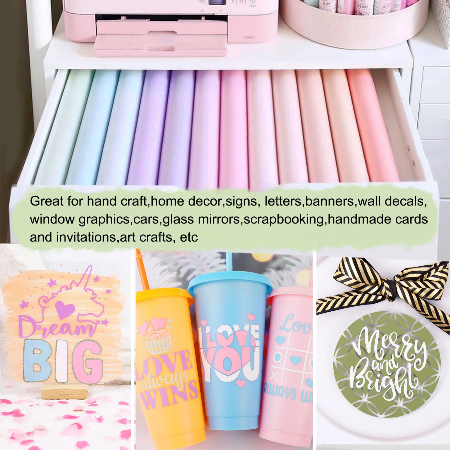 Pack | Vinil Adhesivo Permanente | 001 Glossy Pastel Bundle | 12 Pies