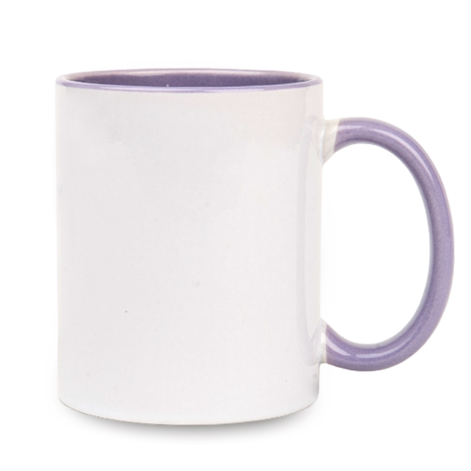 Taza Cerámica para Sublimación Blanca con Interior y Asa Lila | 11oz