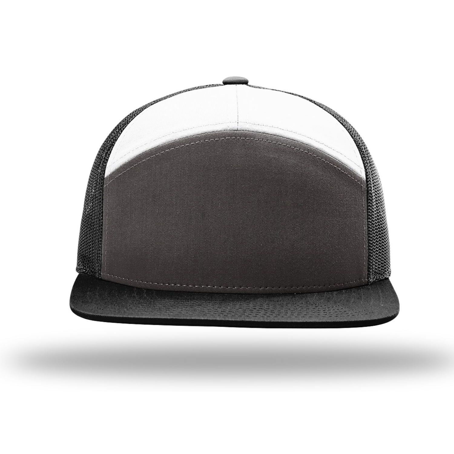 Richardson 168 | Seven Panel Trucker Cap | Charcoal/ Black/ White