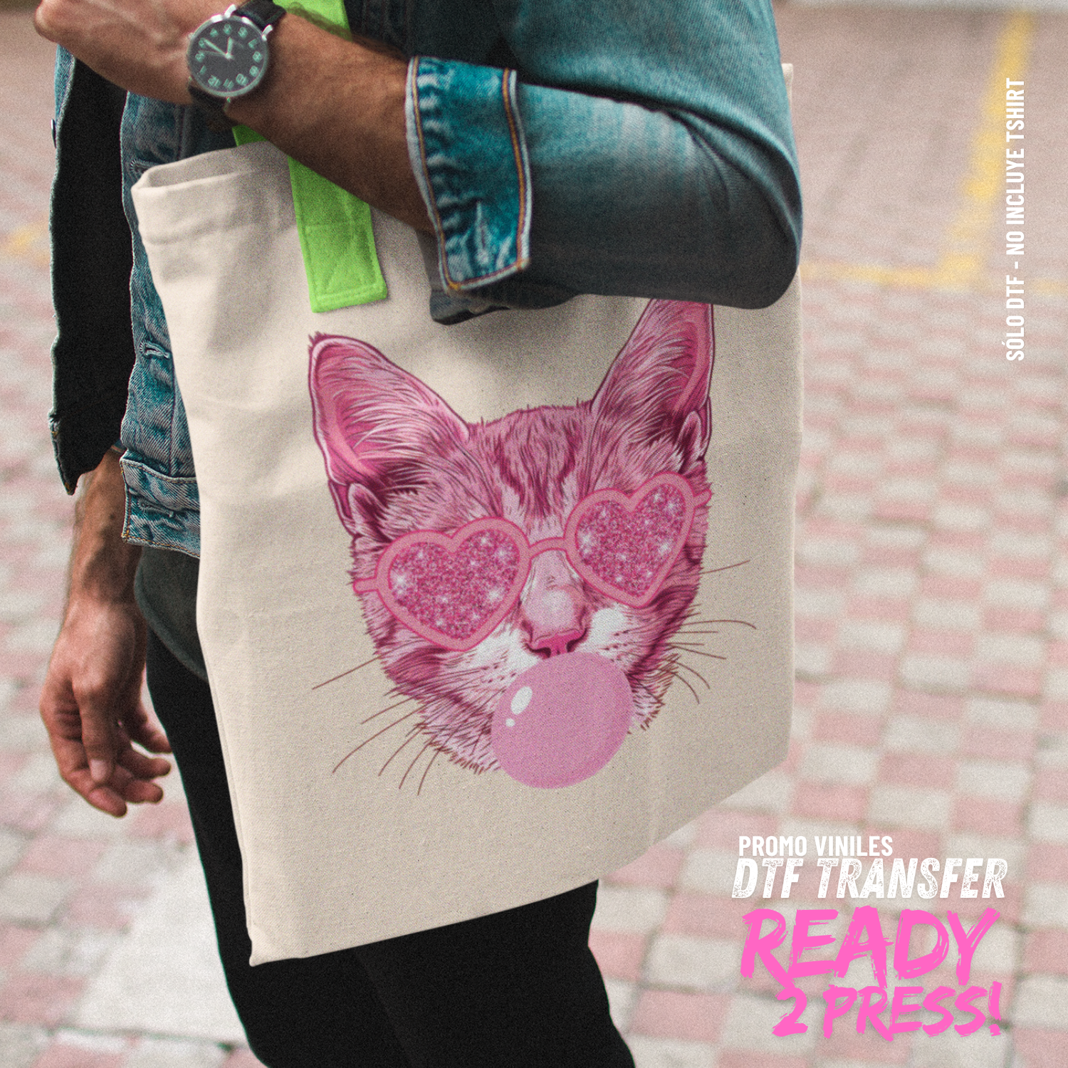 DTF Transfers | Pink Bubble Cat