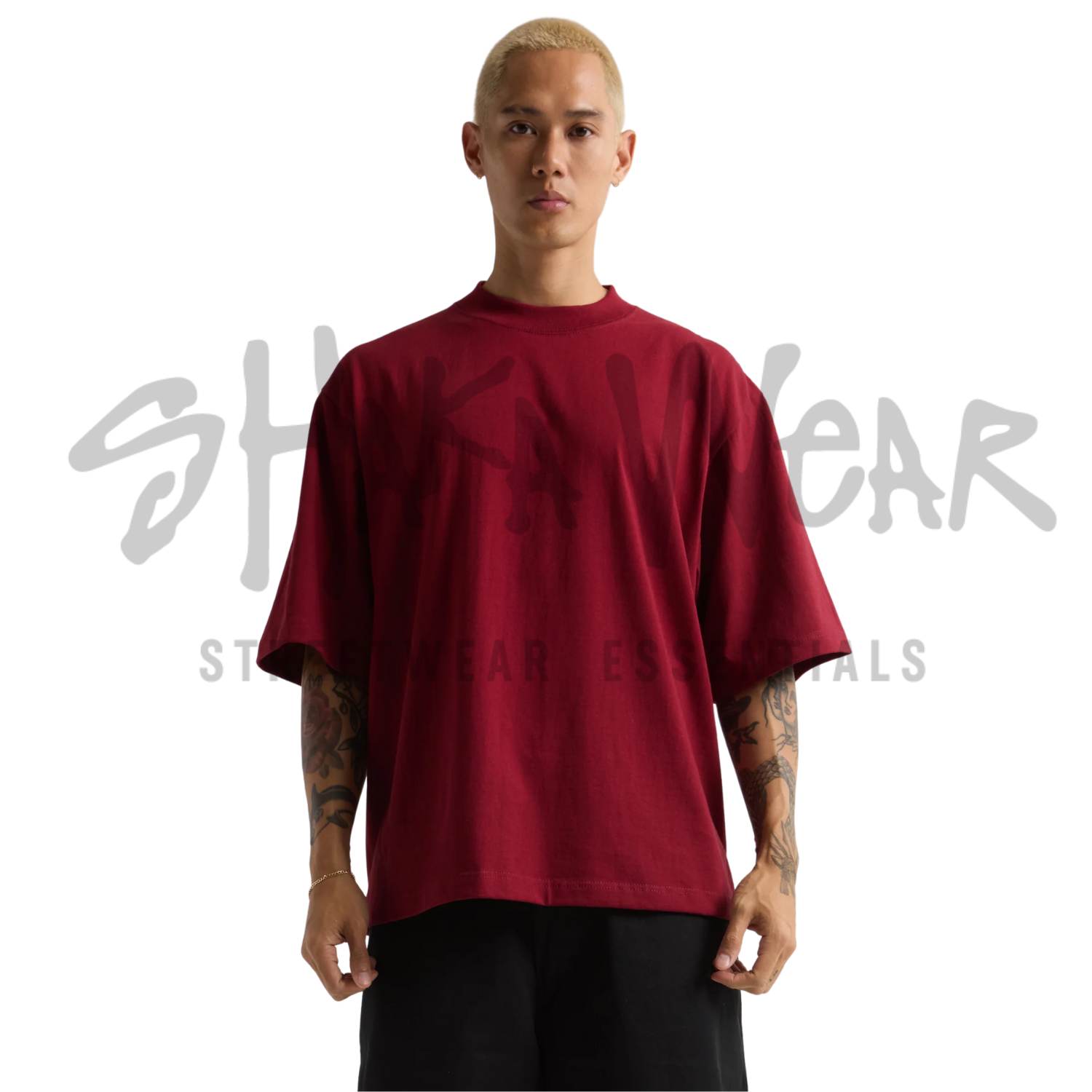 Shaka Wear Max Heavyweight Oversized Tee | Deep Burgundy | 7.5 oz