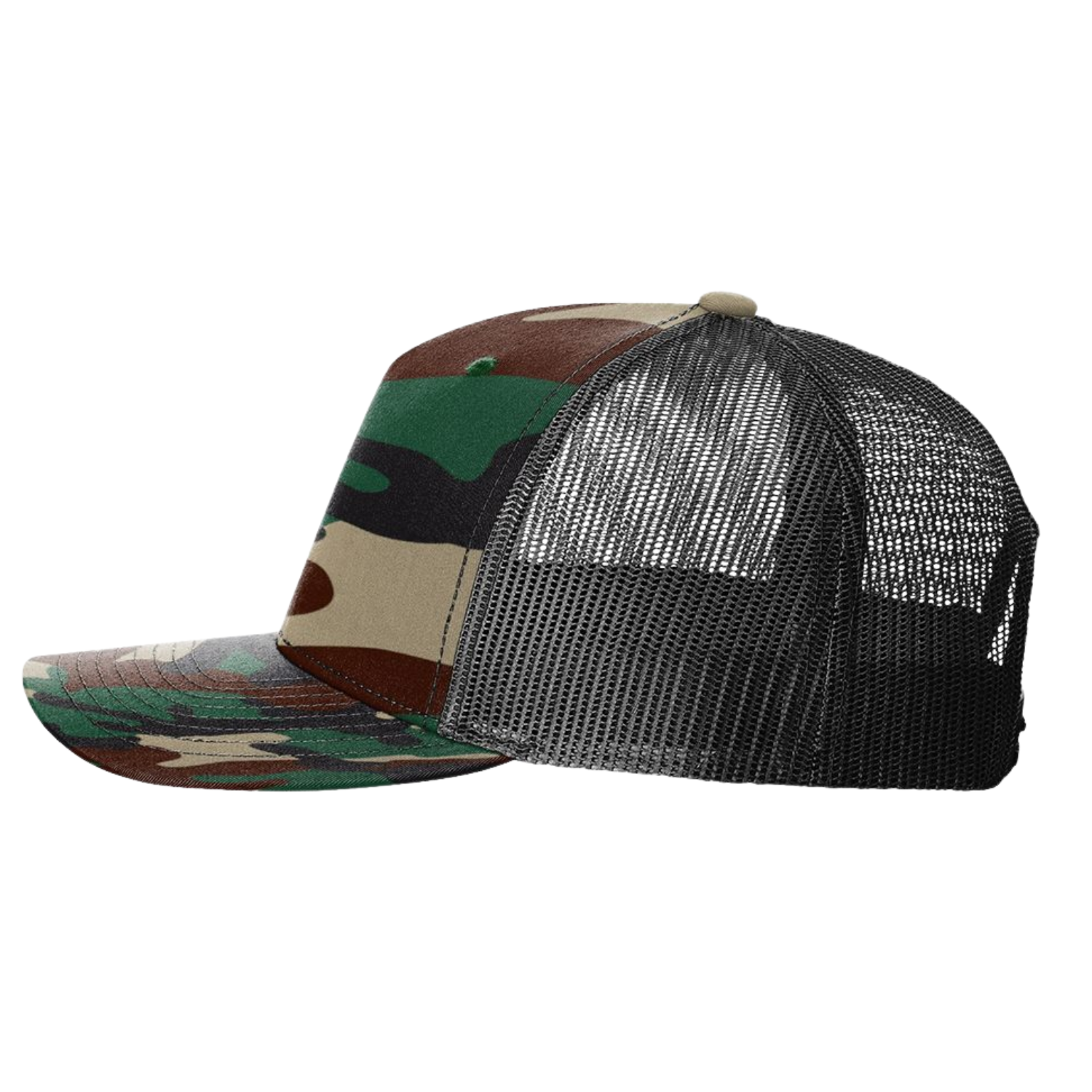 Richardson 112PFP | Printed Five-Panel Trucker Cap | Green Camo/ Black