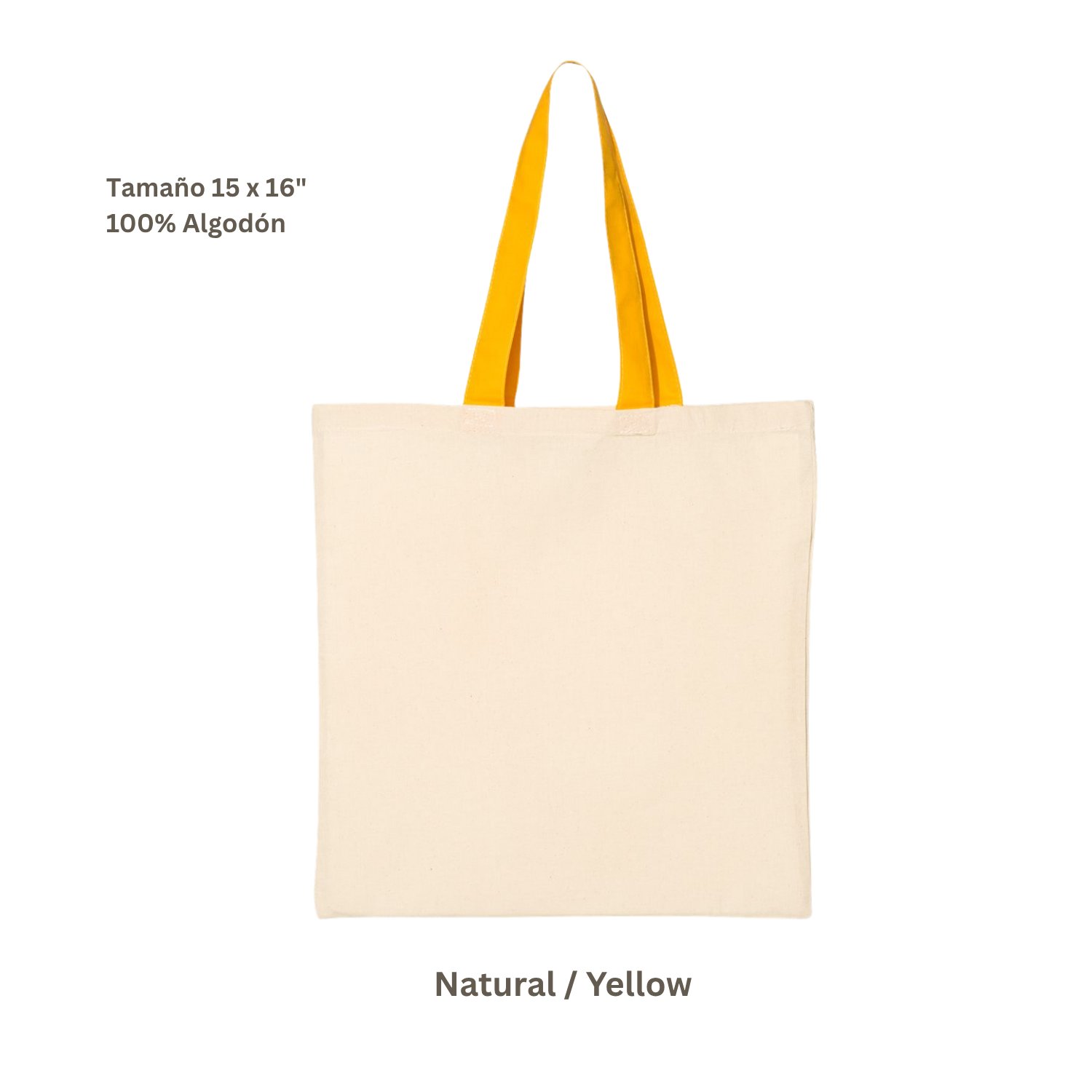 Bolsa Tote de Algodón Natural | Asa Color Amarillo