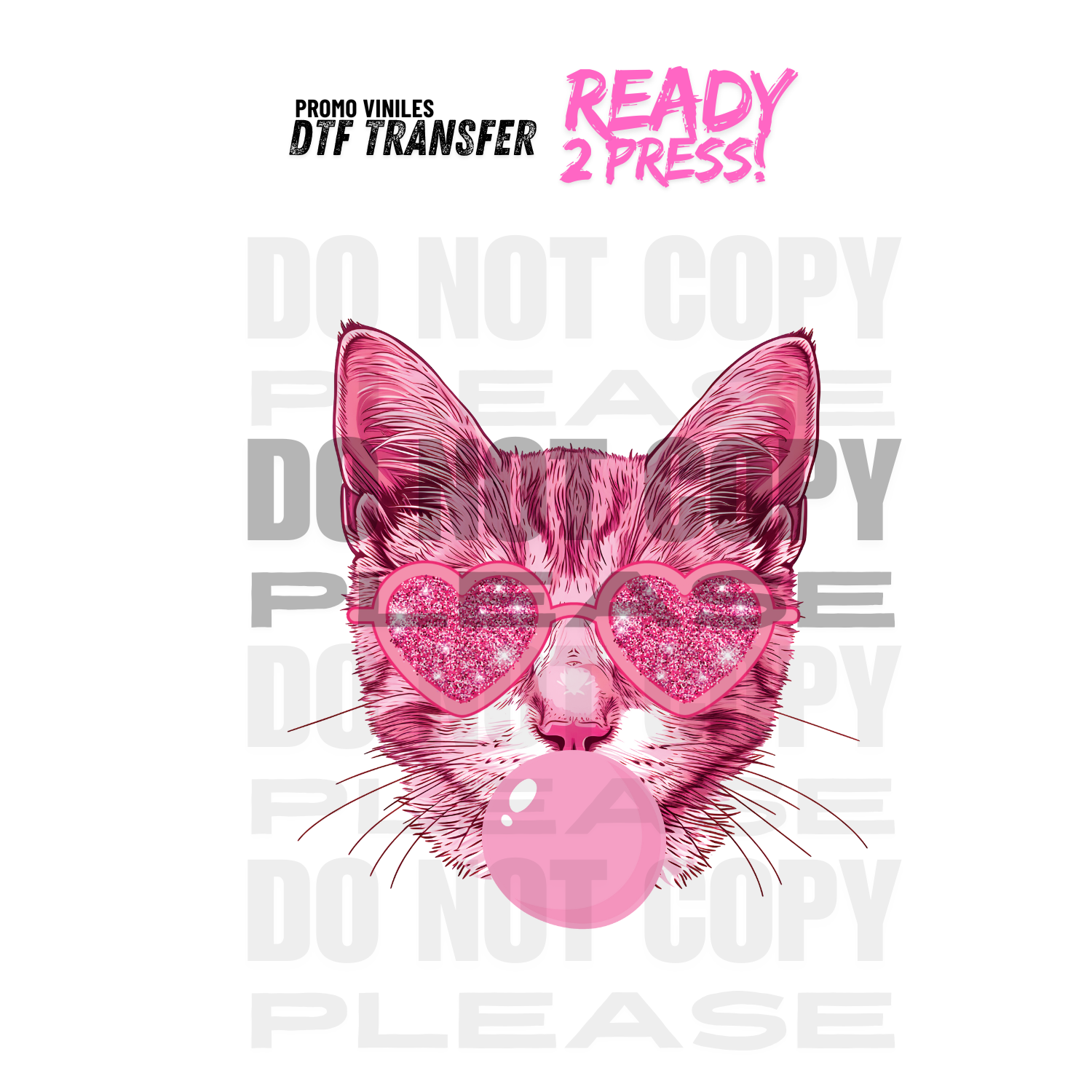 DTF Transfers | Pink Bubble Cat