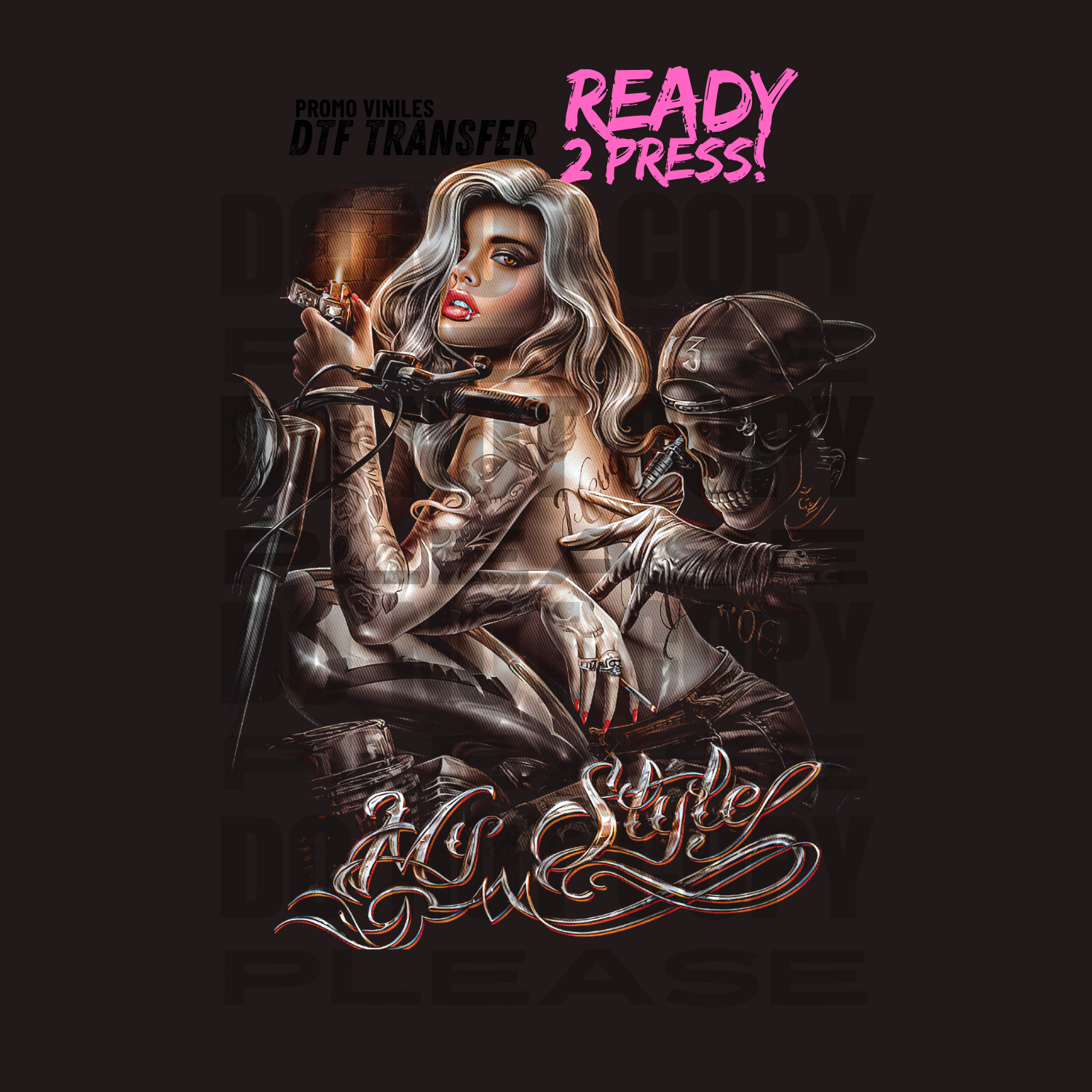 DTF Transfers | Girl Bike - Para Tshirt Oscuro