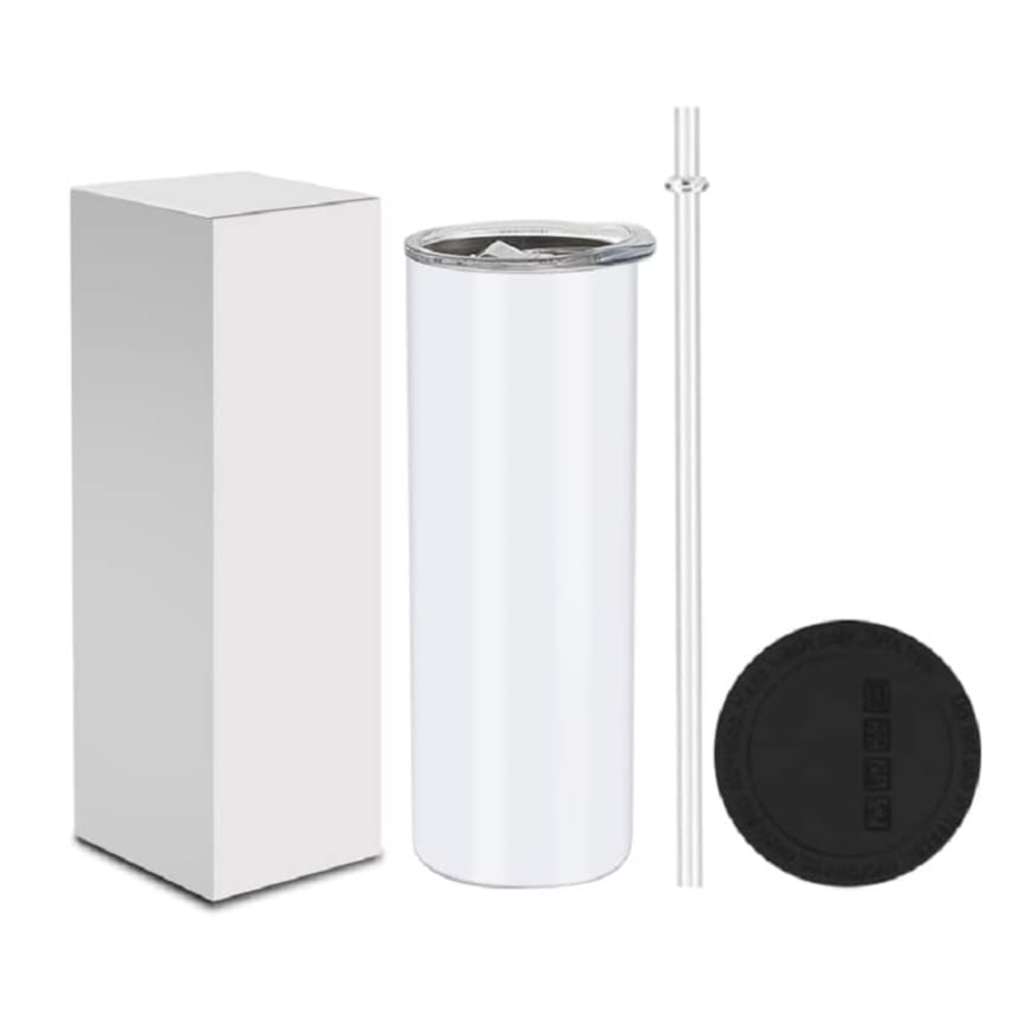 Vaso de Acero Inoxidable | Skinny con carrizo plástico | 15 oz | Blanco