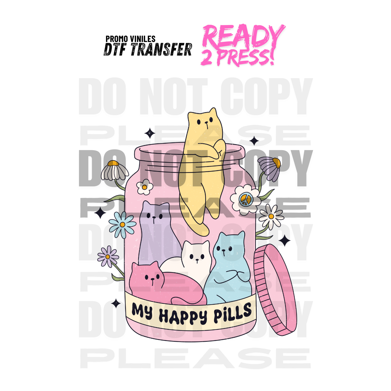 DTF Transfers | Happy Pink Pills