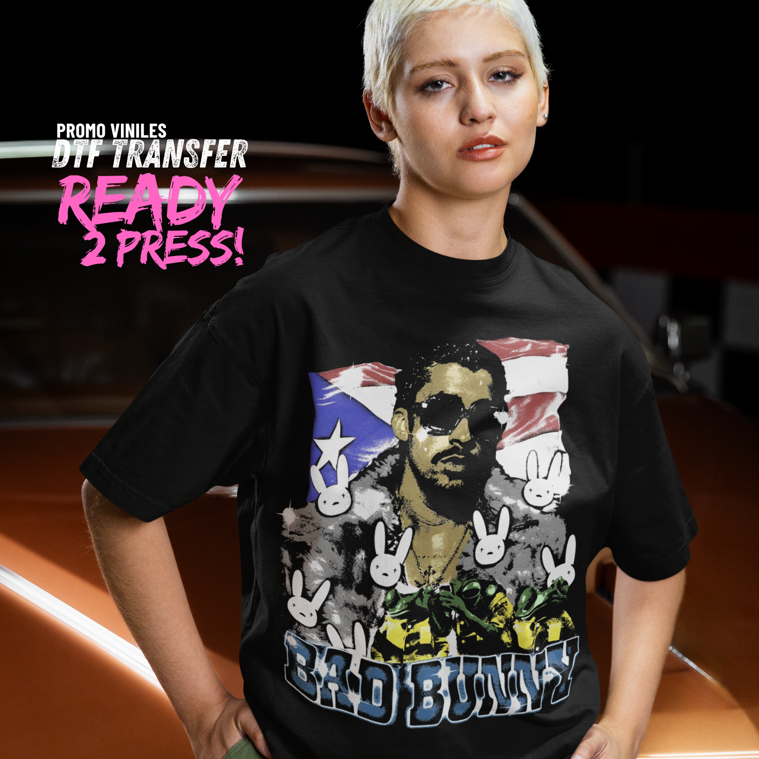 DTF Transfers | Bad Bunny | Halftones | 13x16"