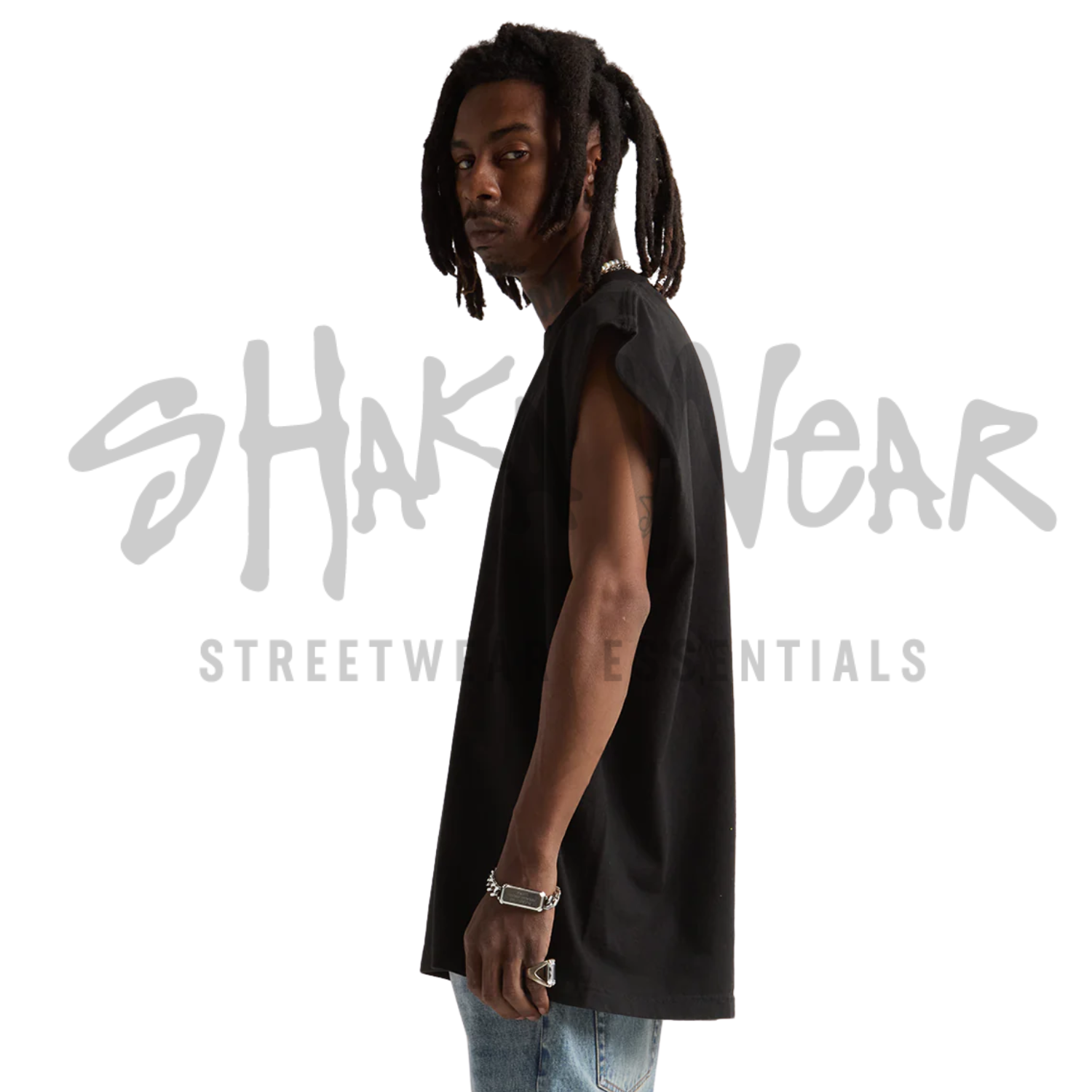 Shaka Wear Garment Dye Muscle Tee | Black | 7.5 oz